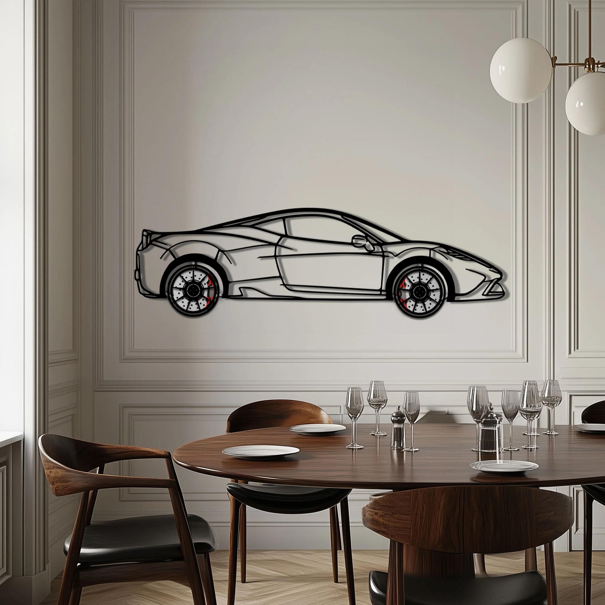 Ferrari 458 Speciale Metal Car Wall Art with Rotating Wheels - Track-Focused V8 Silhouette - Interactive Automotive Wall Decor - KAFMEKA125 - Image 3