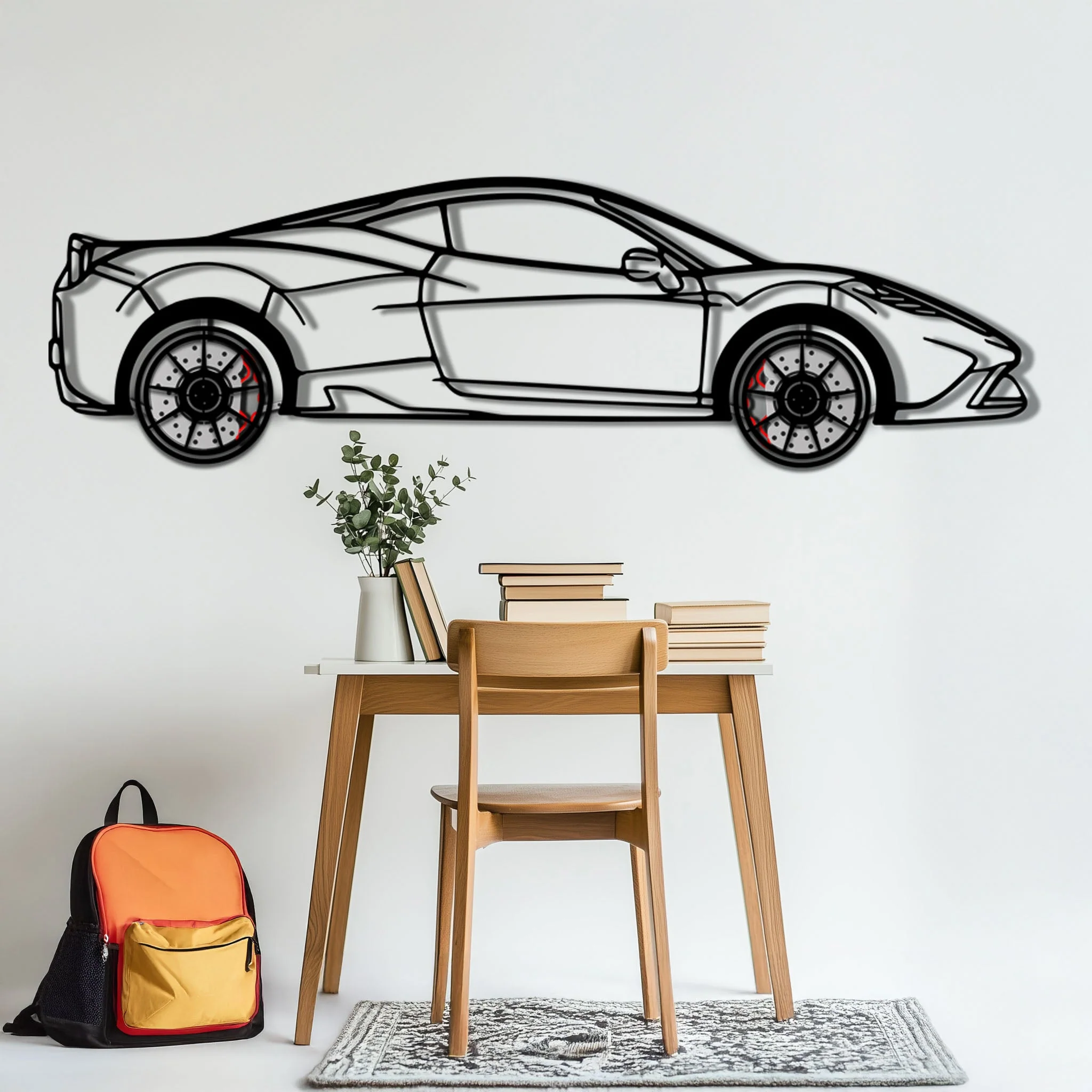 Ferrari 458 Speciale Metal Car Wall Art with Rotating Wheels - Track-Focused V8 Silhouette - Interactive Automotive Wall Decor - KAFMEKA125 - Image 5