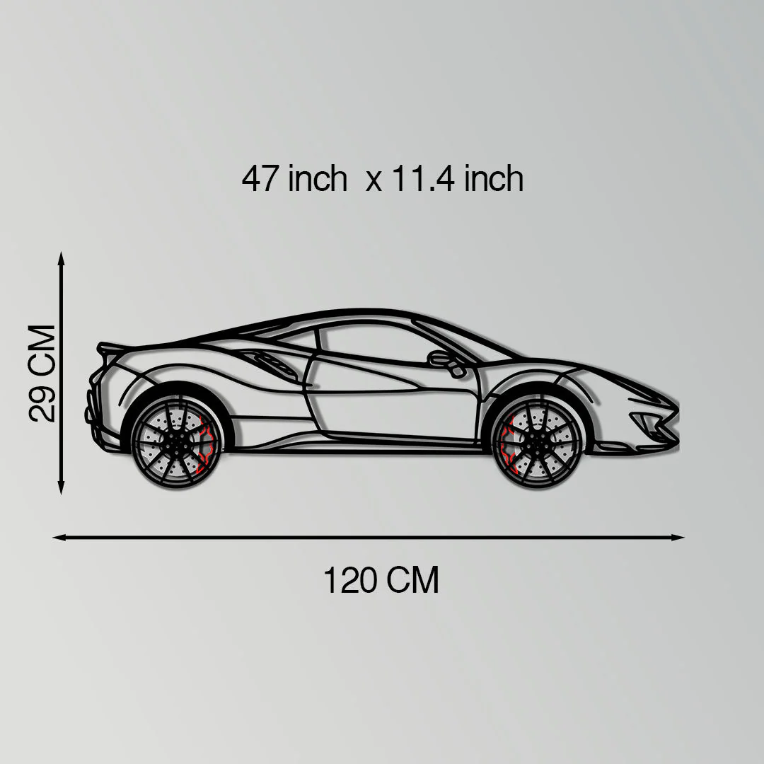 Ferrari 488 Pista Metal Car Wall Art with Rotating Wheels - Track-Focused Italian V8 Silhouette - Interactive Automotive Wall Decor - KAFMEKA128 - Image 11