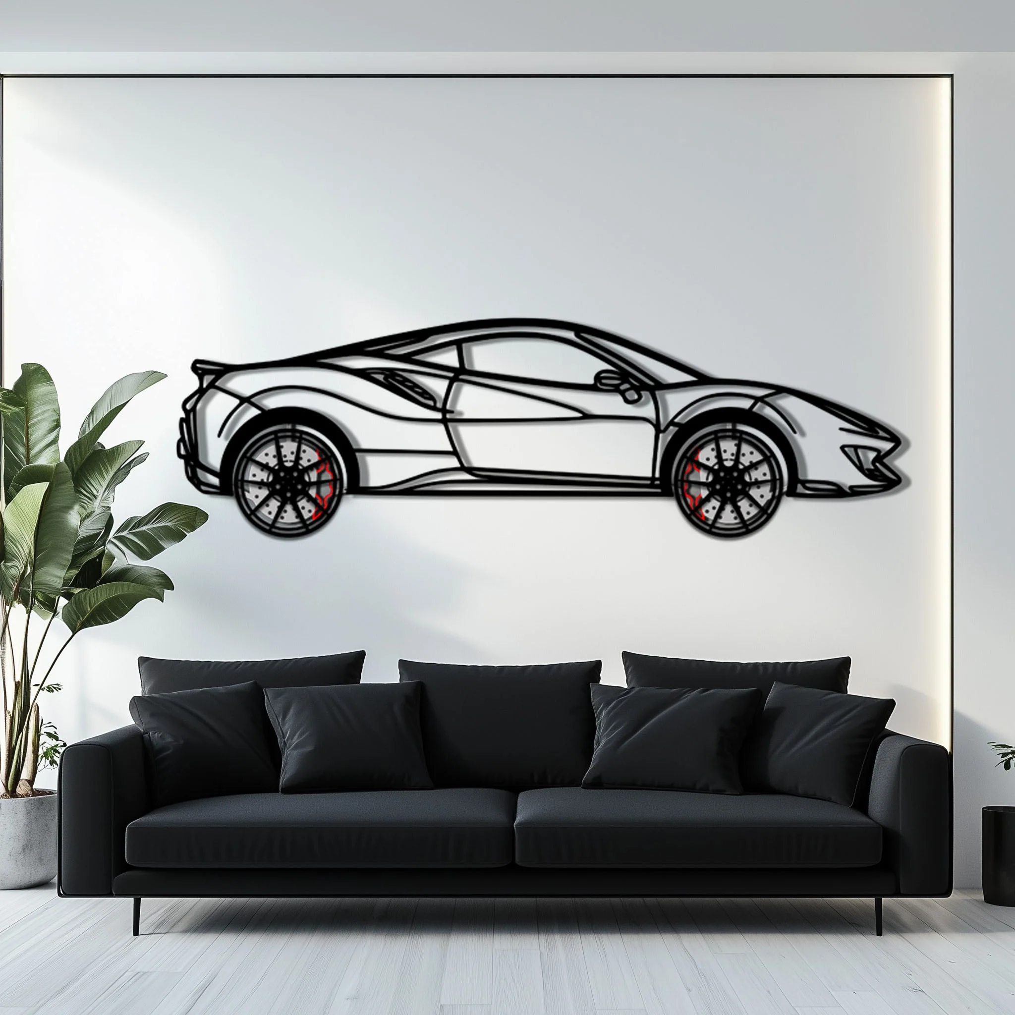 Ferrari 488 Pista Metal Car Wall Art with Rotating Wheels - Track-Focused Italian V8 Silhouette - Interactive Automotive Wall Decor - KAFMEKA128 - Image 8