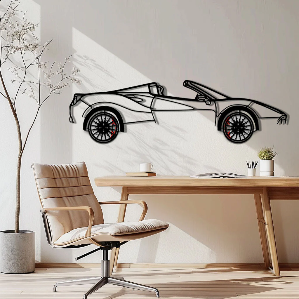 Ferrari 488 Spider Metal Car Wall Art with Rotating Wheels - Italian Twin-Turbo V8 Silhouette - Interactive Automotive Wall Decor - KAFMEKA126 - Image 2