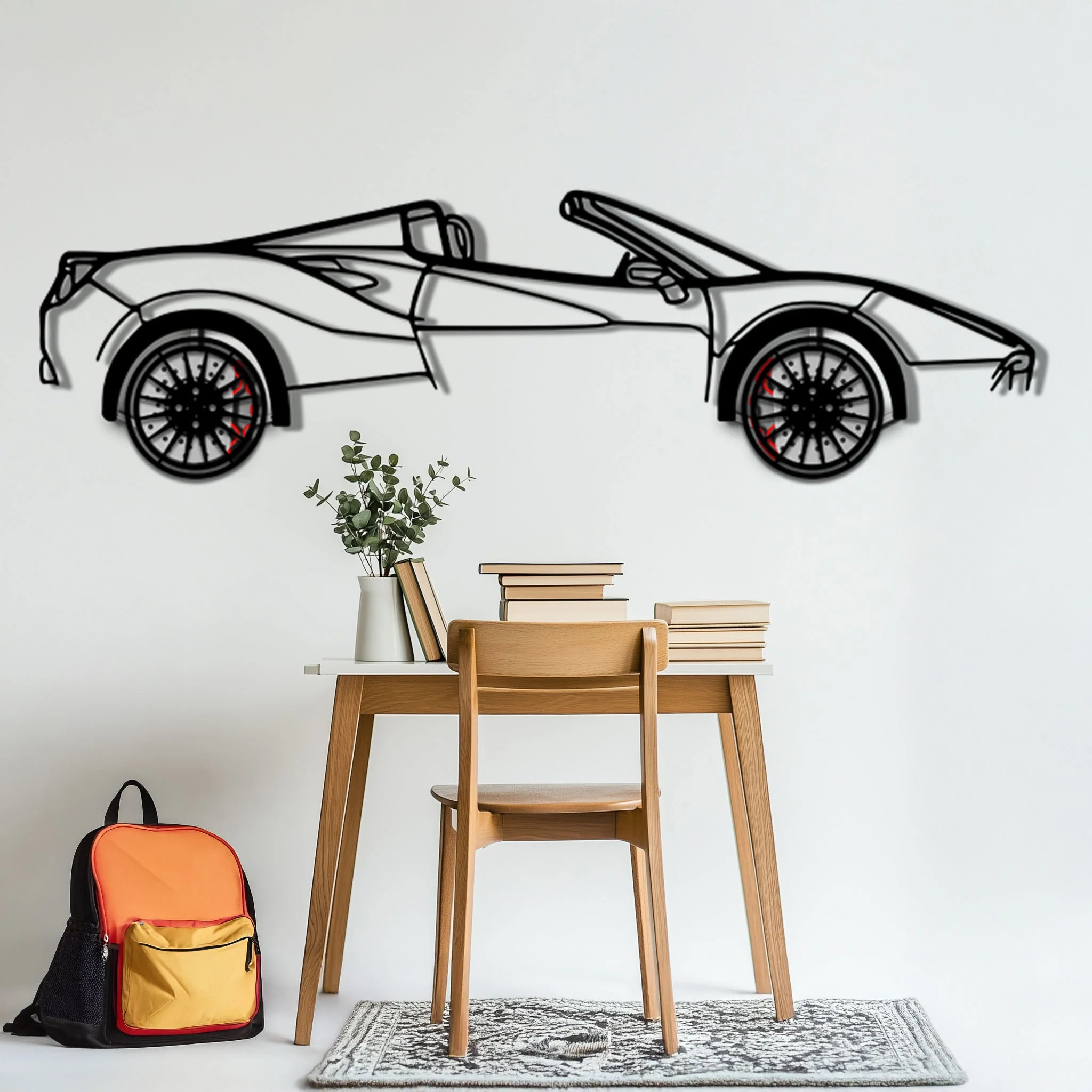 Ferrari 488 Spider Metal Car Wall Art with Rotating Wheels - Italian Twin-Turbo V8 Silhouette - Interactive Automotive Wall Decor - KAFMEKA126 - Image 5