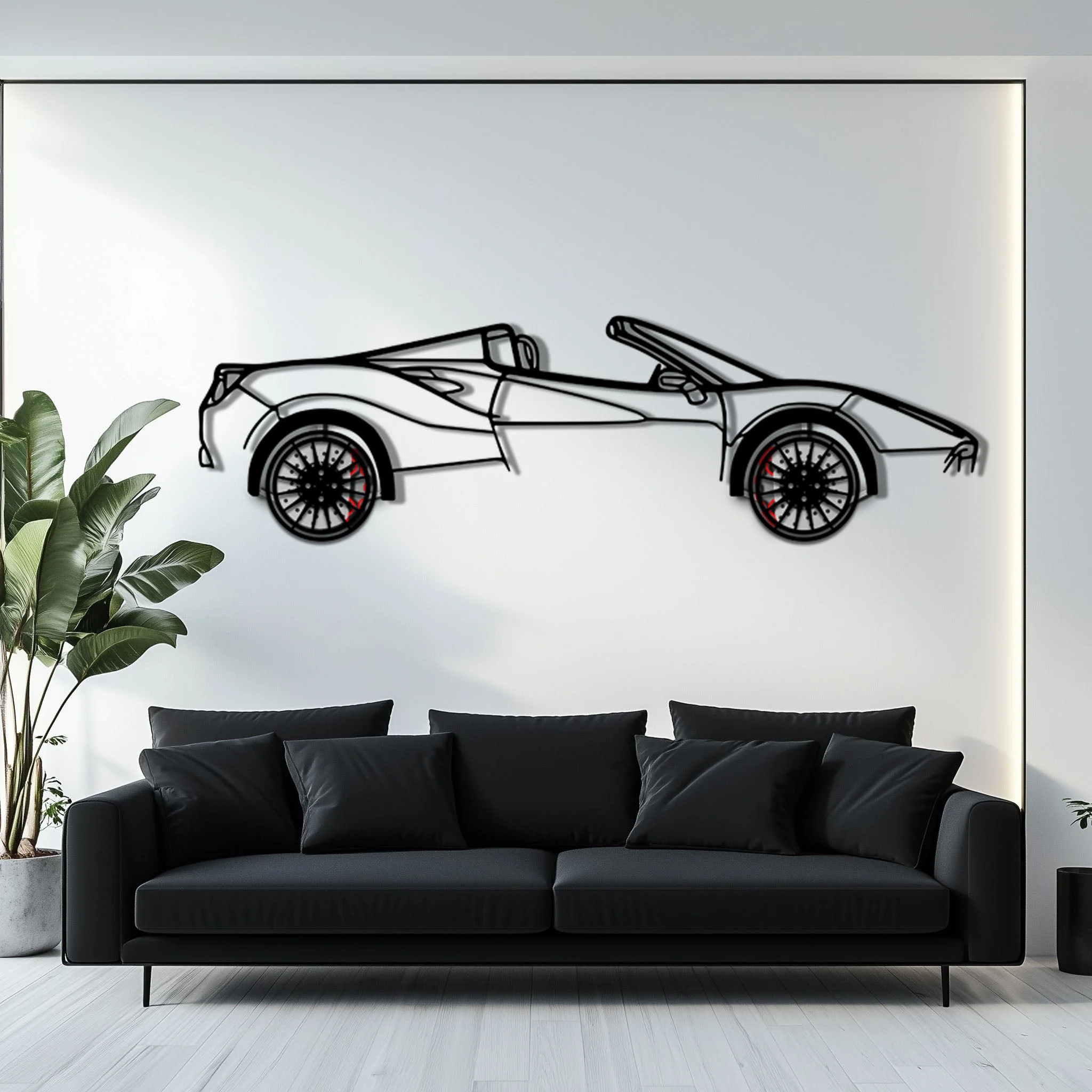 Ferrari 488 Spider Metal Car Wall Art with Rotating Wheels - Italian Twin-Turbo V8 Silhouette - Interactive Automotive Wall Decor - KAFMEKA126 - Image 7