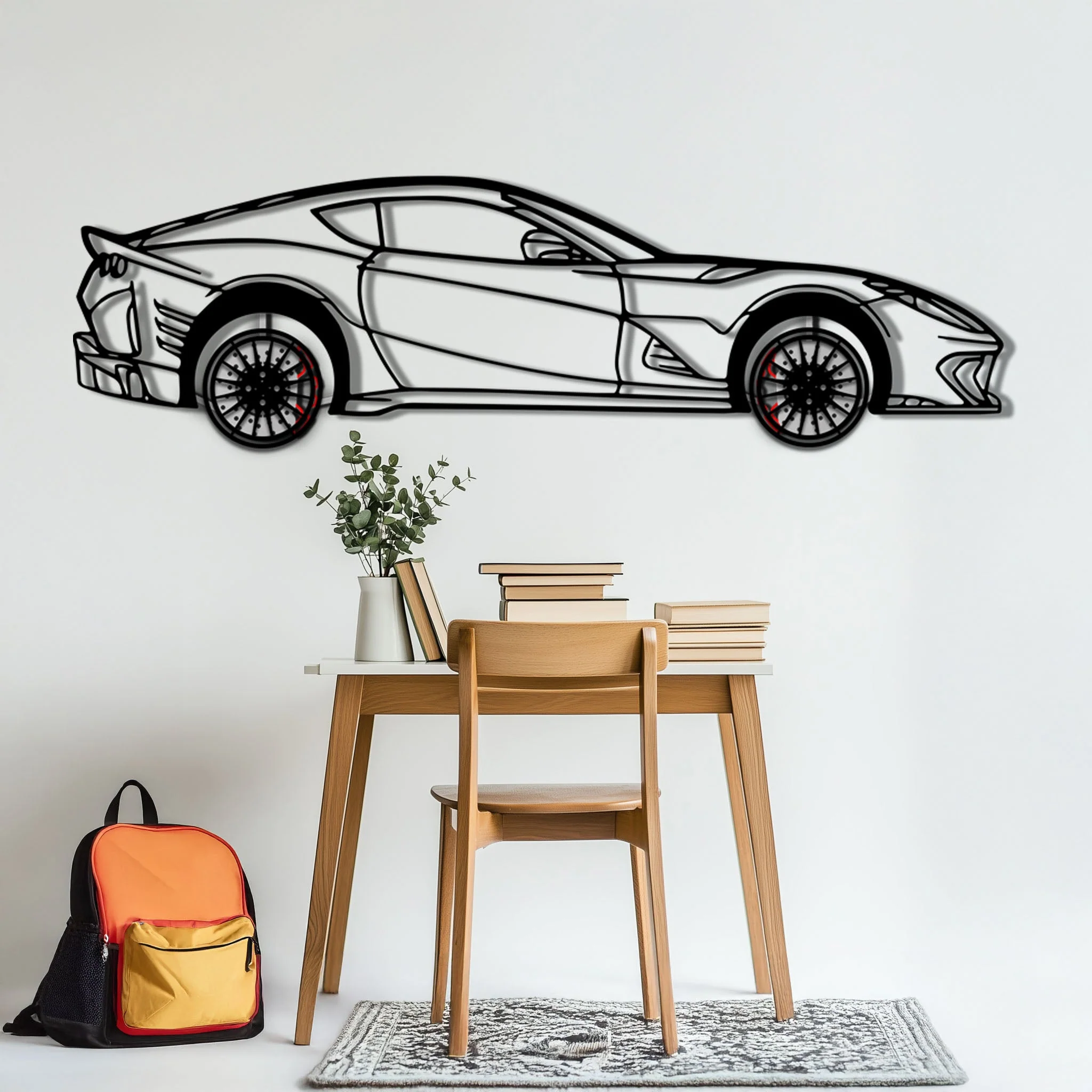 Ferrari 812 Superfast / F12 Metal Car Wall Art with Rotating Wheels - V12 Grand Tourer Silhouette - Interactive Automotive Wall Decor - KAFMEKA127 - Image 5