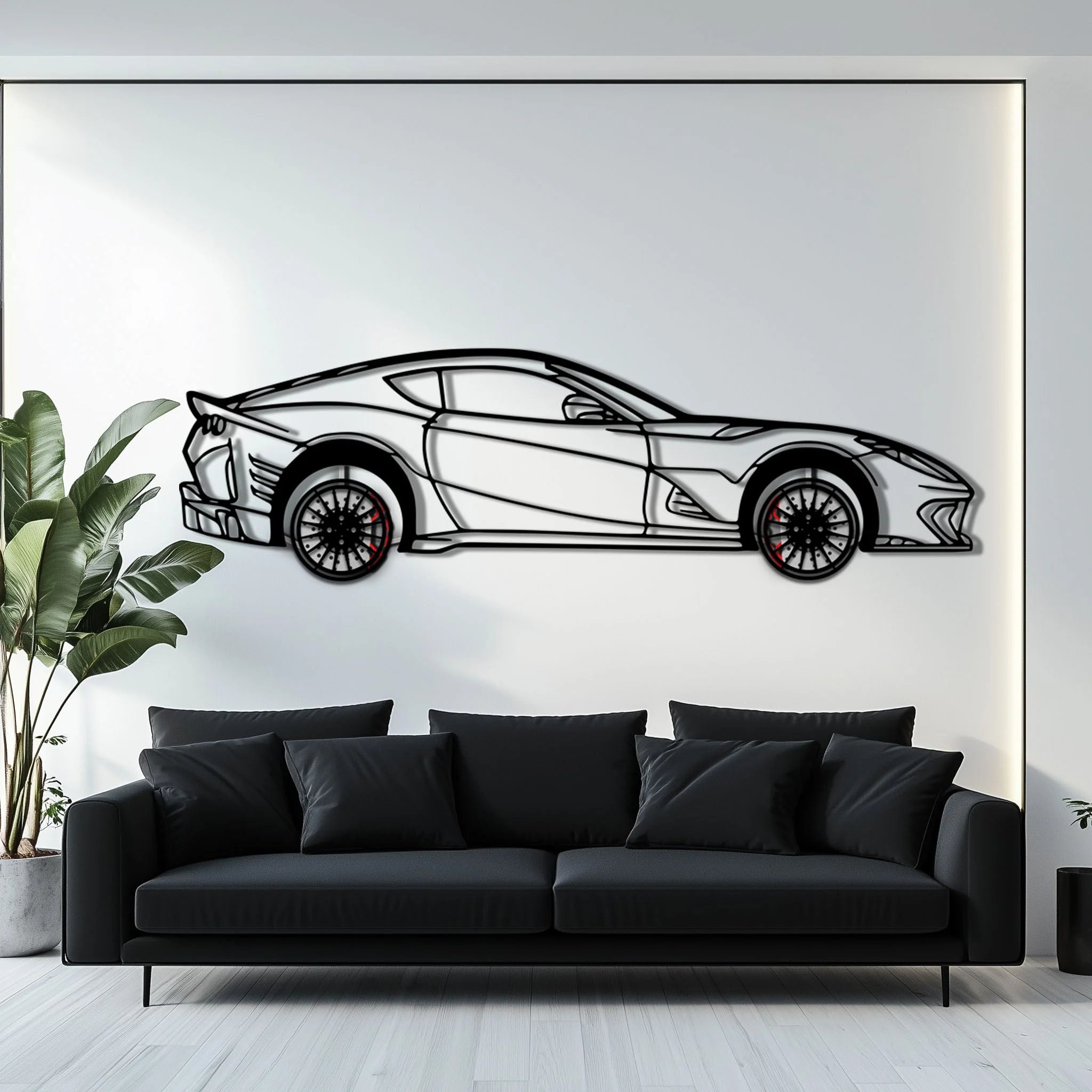 Ferrari 812 Superfast / F12 Metal Car Wall Art with Rotating Wheels - V12 Grand Tourer Silhouette - Interactive Automotive Wall Decor - KAFMEKA127 - Image 7
