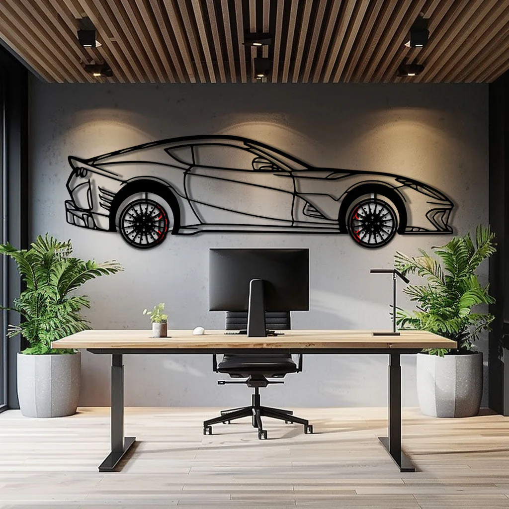 Ferrari 812 Superfast / F12 Metal Car Wall Art with Rotating Wheels - V12 Grand Tourer Silhouette - Interactive Automotive Wall Decor - KAFMEKA127 - Image 9