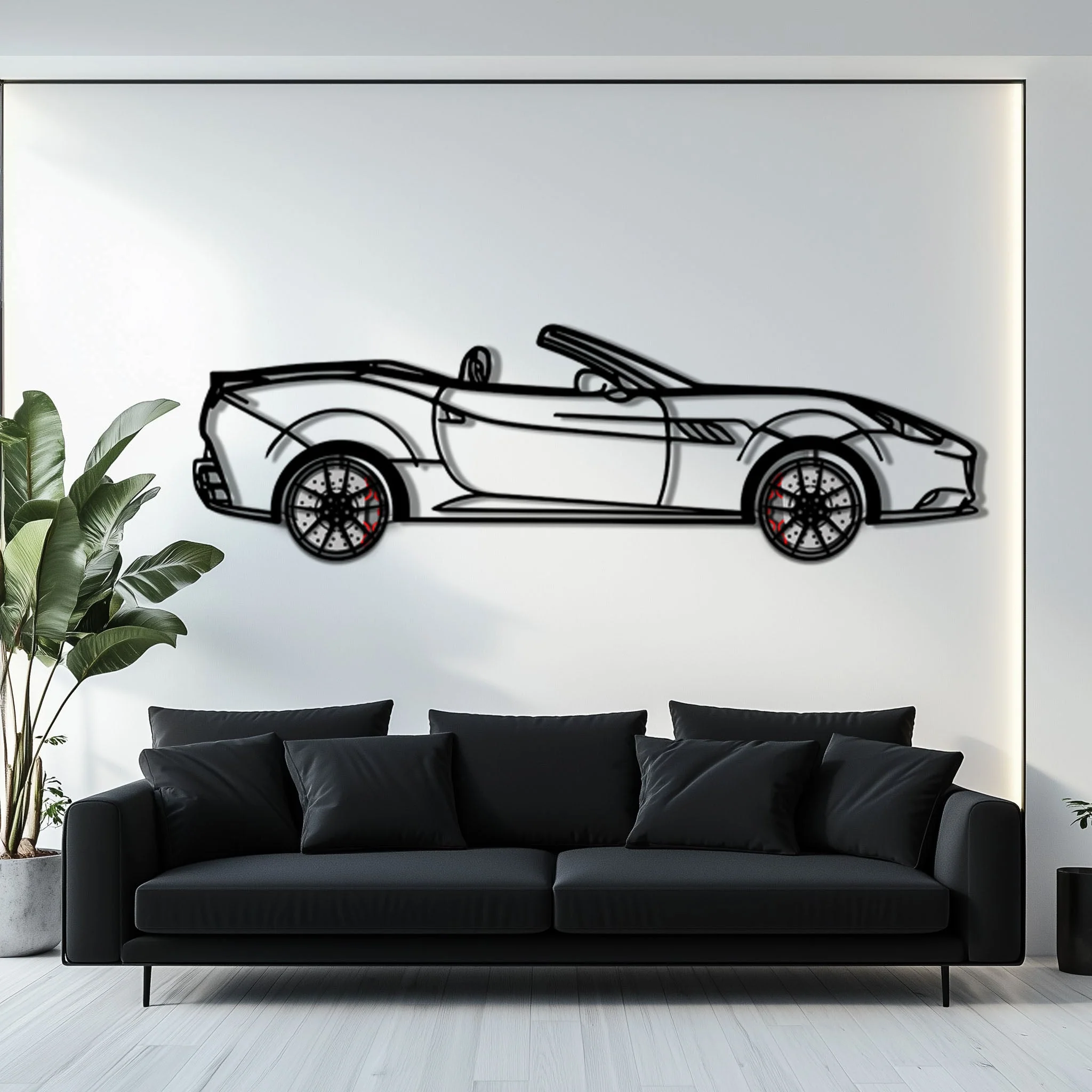 Ferrari California Metal Car Wall Art with Rotating Wheels - Italian V8 Grand Tourer Silhouette - Interactive Automotive Wall Decor - KAFMEKA130 - Image 7