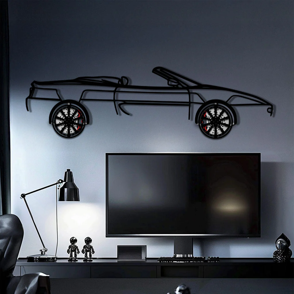 Ferrari F355 Spider Metal Car Wall Art with Rotating Wheels - Classic Italian Convertible Silhouette - Interactive Automotive Decor - KAFMEKA131 - Image 10
