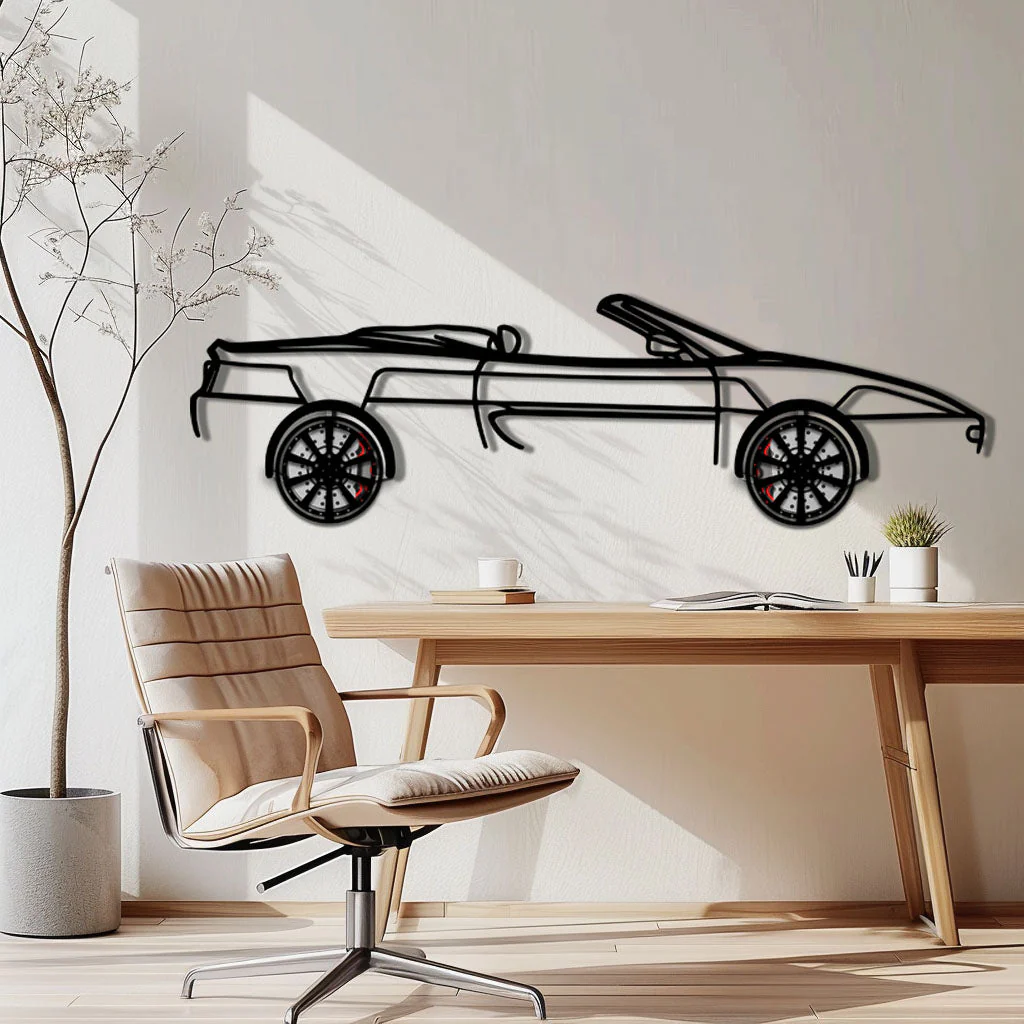 Ferrari F355 Spider Metal Car Wall Art with Rotating Wheels - Classic Italian Convertible Silhouette - Interactive Automotive Decor - KAFMEKA131 - Image 2