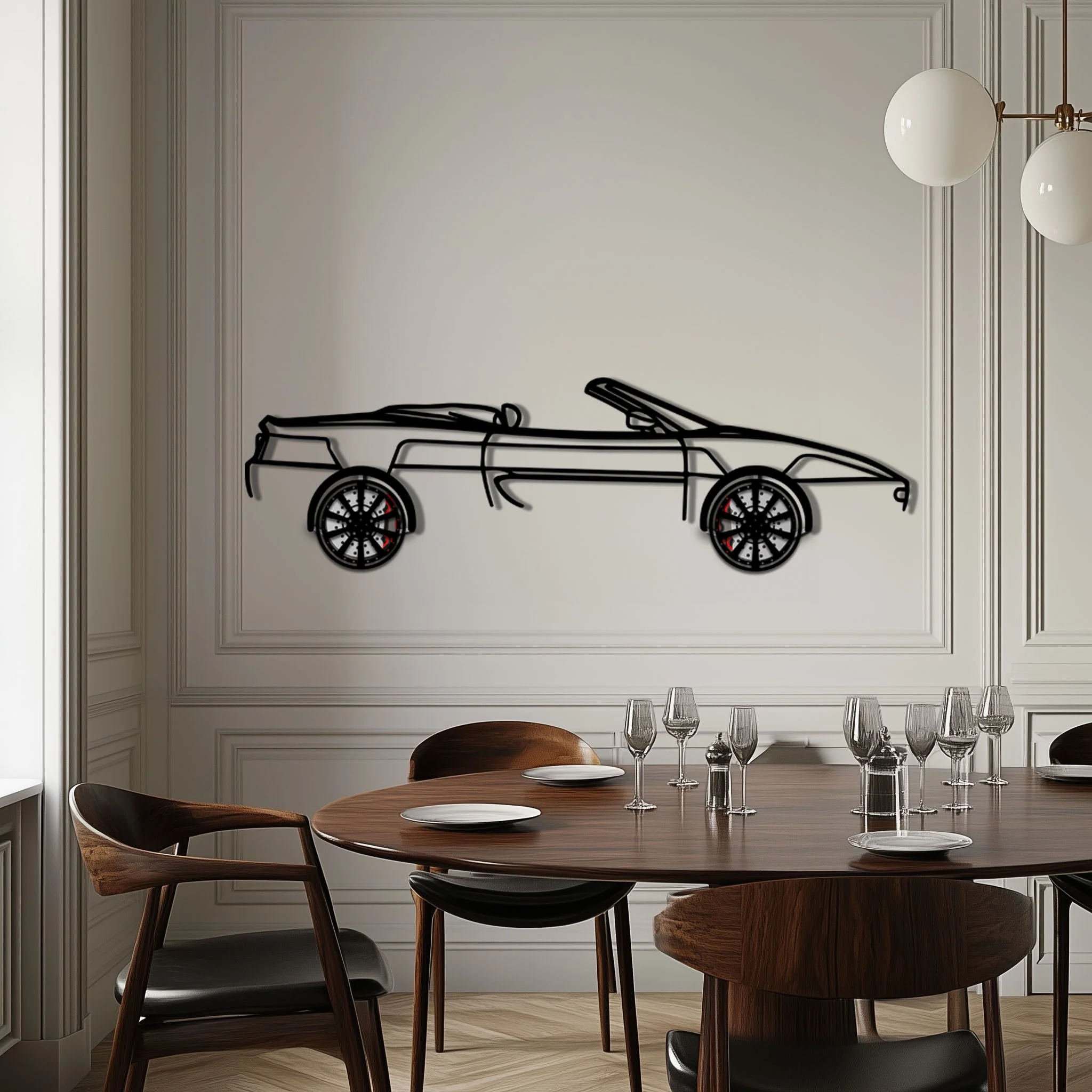 Ferrari F355 Spider Metal Car Wall Art with Rotating Wheels - Classic Italian Convertible Silhouette - Interactive Automotive Decor - KAFMEKA131 - Image 3