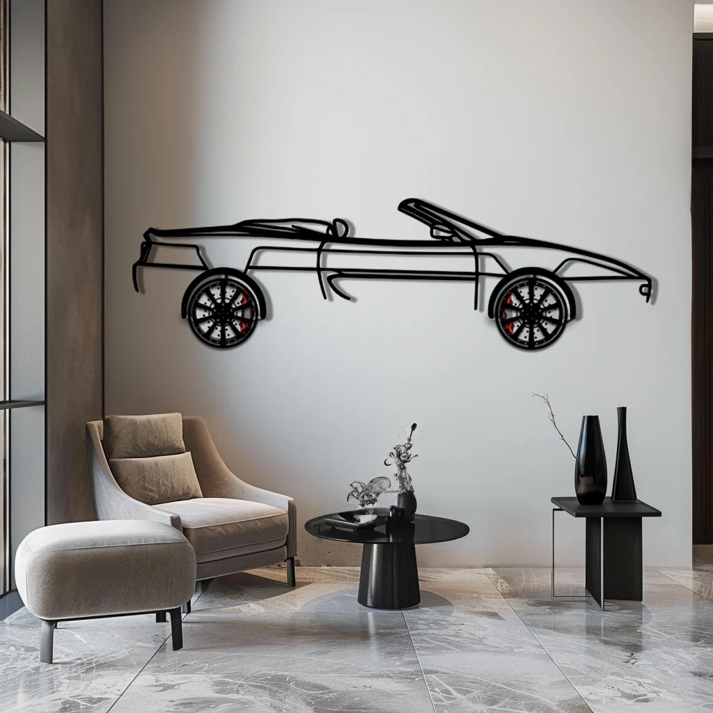 Ferrari F355 Spider Metal Car Wall Art with Rotating Wheels - Classic Italian Convertible Silhouette - Interactive Automotive Decor - KAFMEKA131 - Image 4