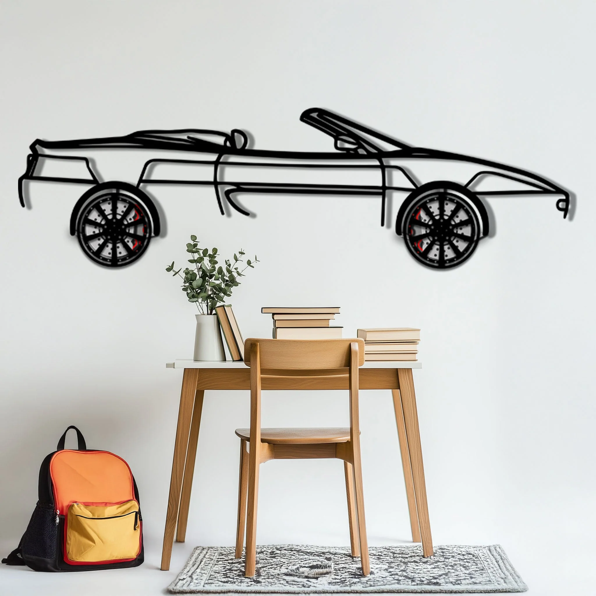 Ferrari F355 Spider Metal Car Wall Art with Rotating Wheels - Classic Italian Convertible Silhouette - Interactive Automotive Decor - KAFMEKA131 - Image 5