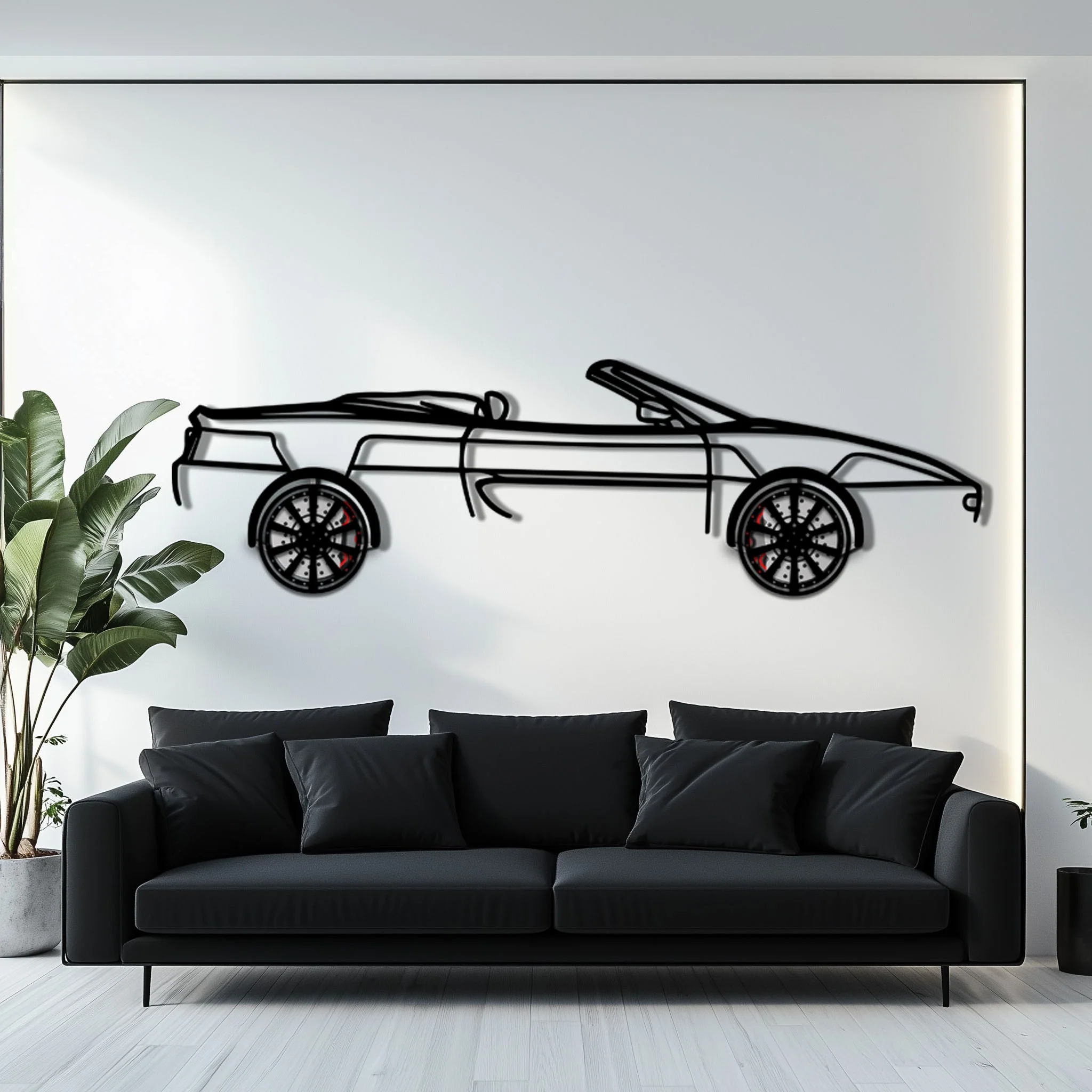 Ferrari F355 Spider Metal Car Wall Art with Rotating Wheels - Classic Italian Convertible Silhouette - Interactive Automotive Decor - KAFMEKA131 - Image 7