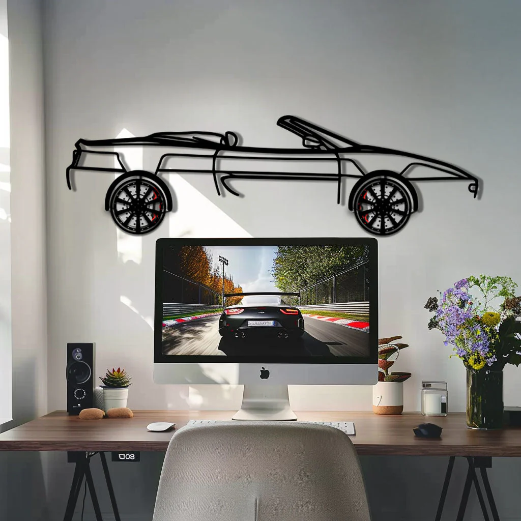 Ferrari F355 Spider Metal Car Wall Art with Rotating Wheels - Classic Italian Convertible Silhouette - Interactive Automotive Decor - KAFMEKA131 - Image 8