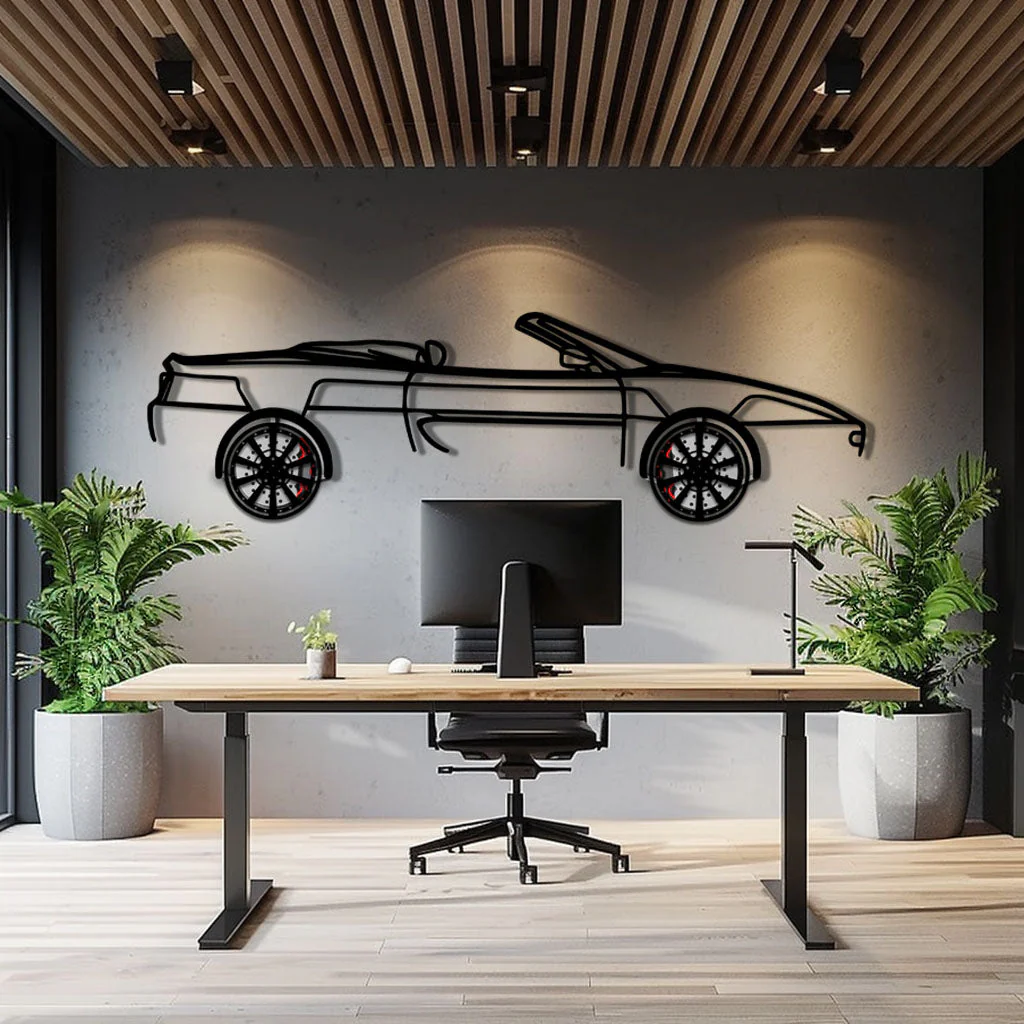 Ferrari F355 Spider Metal Car Wall Art with Rotating Wheels - Classic Italian Convertible Silhouette - Interactive Automotive Decor - KAFMEKA131 - Image 9