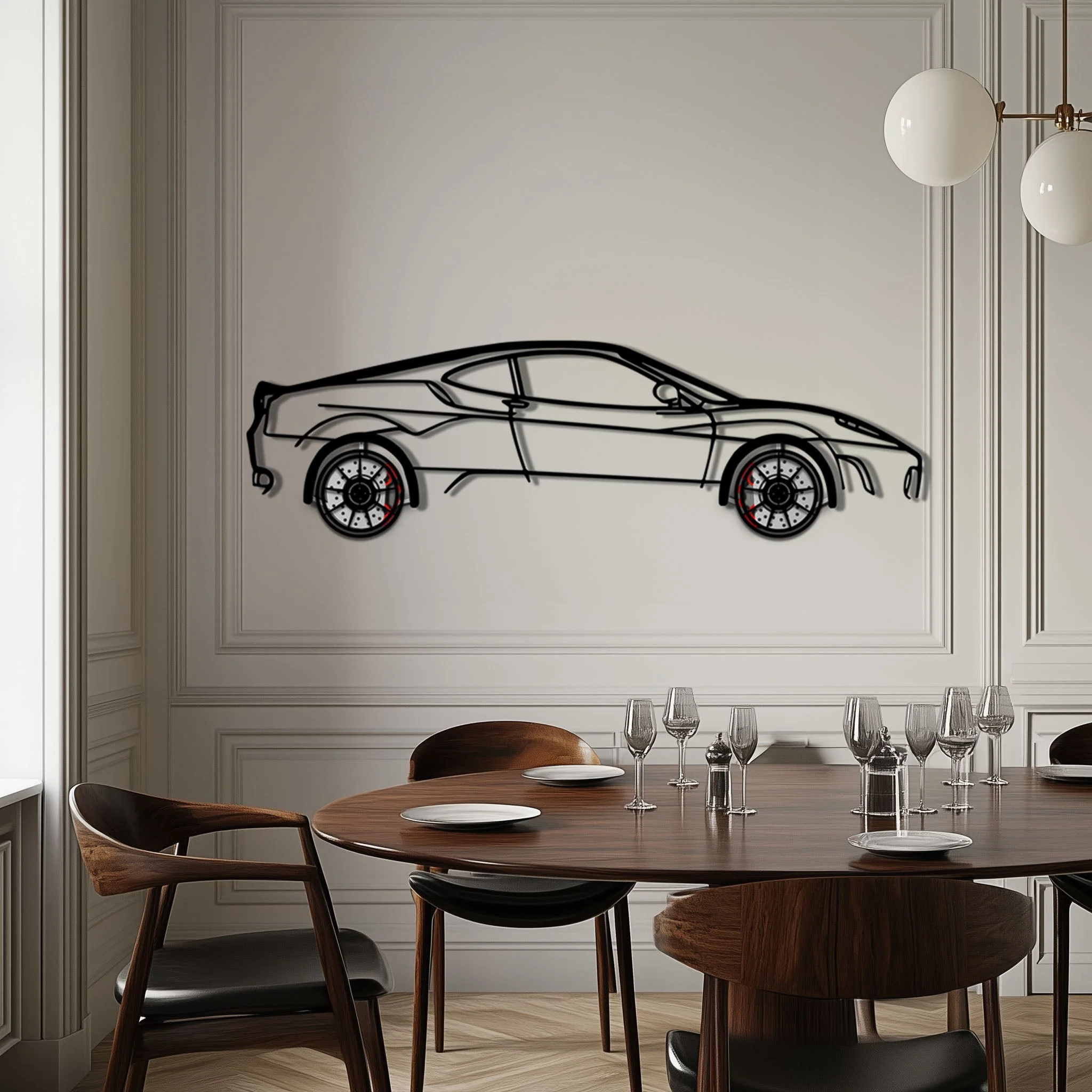 Ferrari F430 Metal Car Wall Art with Rotating Wheels - Italian V8 Supercar Silhouette - Interactive Automotive Wall Decor - KAFMEKA132 - Image 3