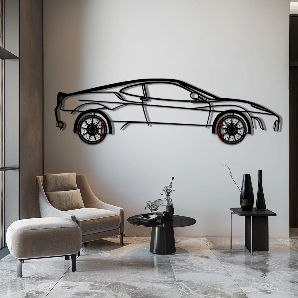 Ferrari F430 Metal Car Wall Art with Rotating Wheels - Italian V8 Supercar Silhouette - Interactive Automotive Wall Decor - KAFMEKA132 - Image 4