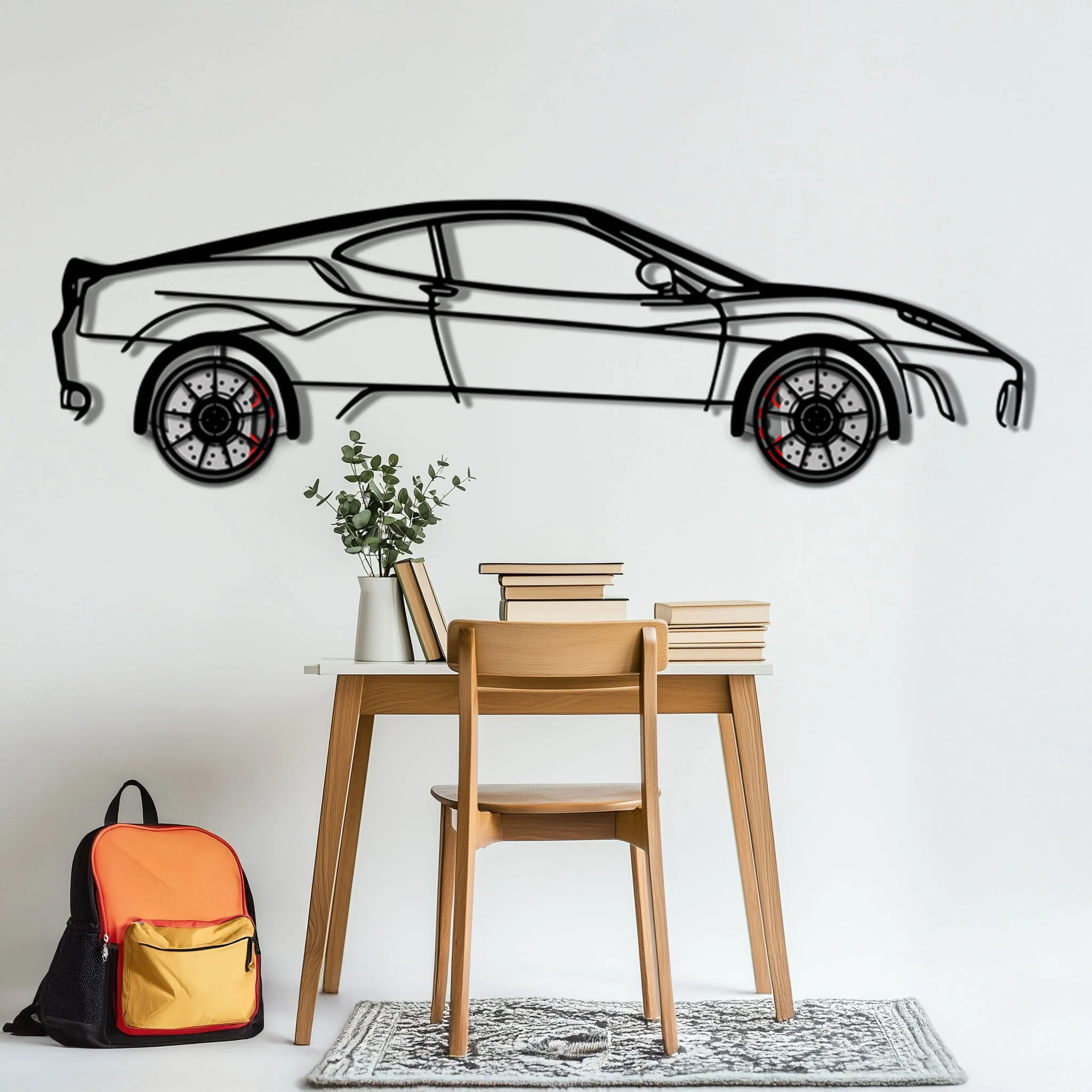 Ferrari F430 Metal Car Wall Art with Rotating Wheels - Italian V8 Supercar Silhouette - Interactive Automotive Wall Decor - KAFMEKA132 - Image 5