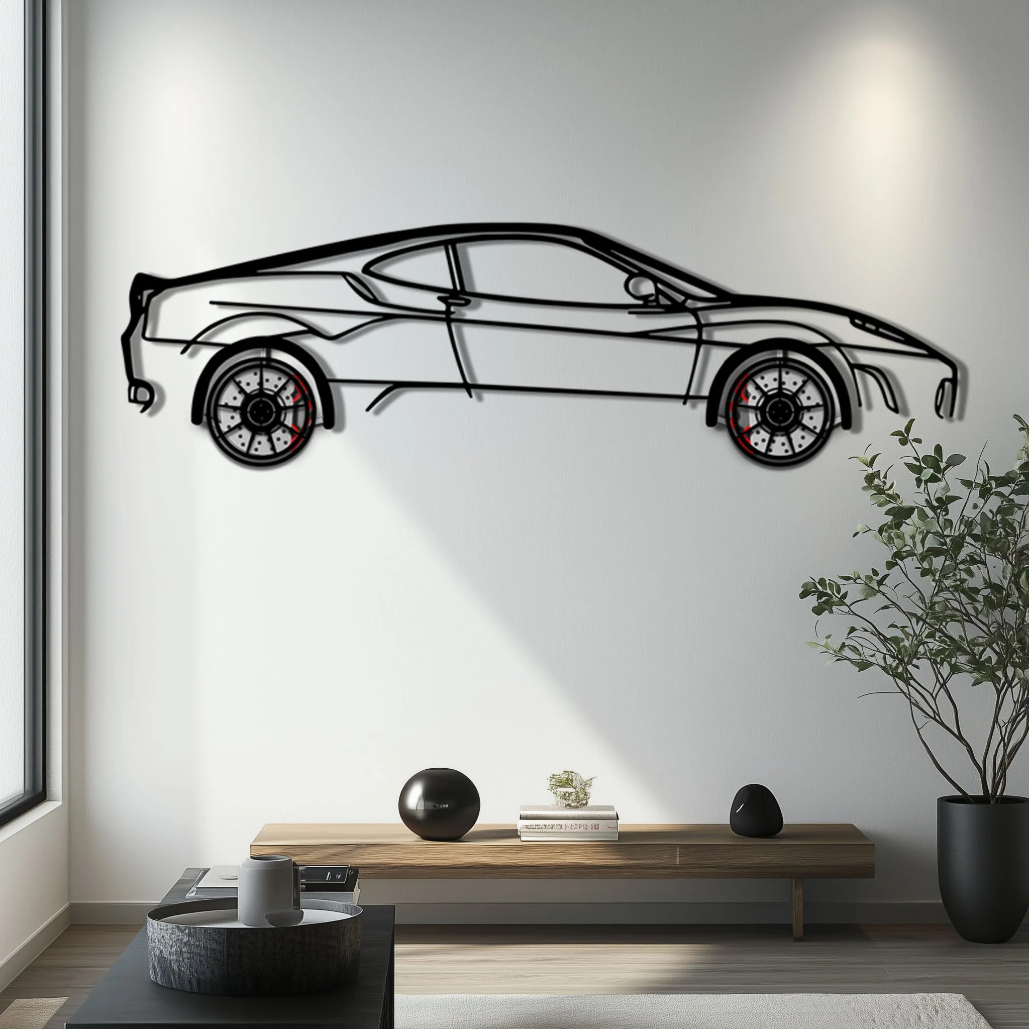 Ferrari F430 Metal Car Wall Art with Rotating Wheels - Italian V8 Supercar Silhouette - Interactive Automotive Wall Decor - KAFMEKA132 - Image 6