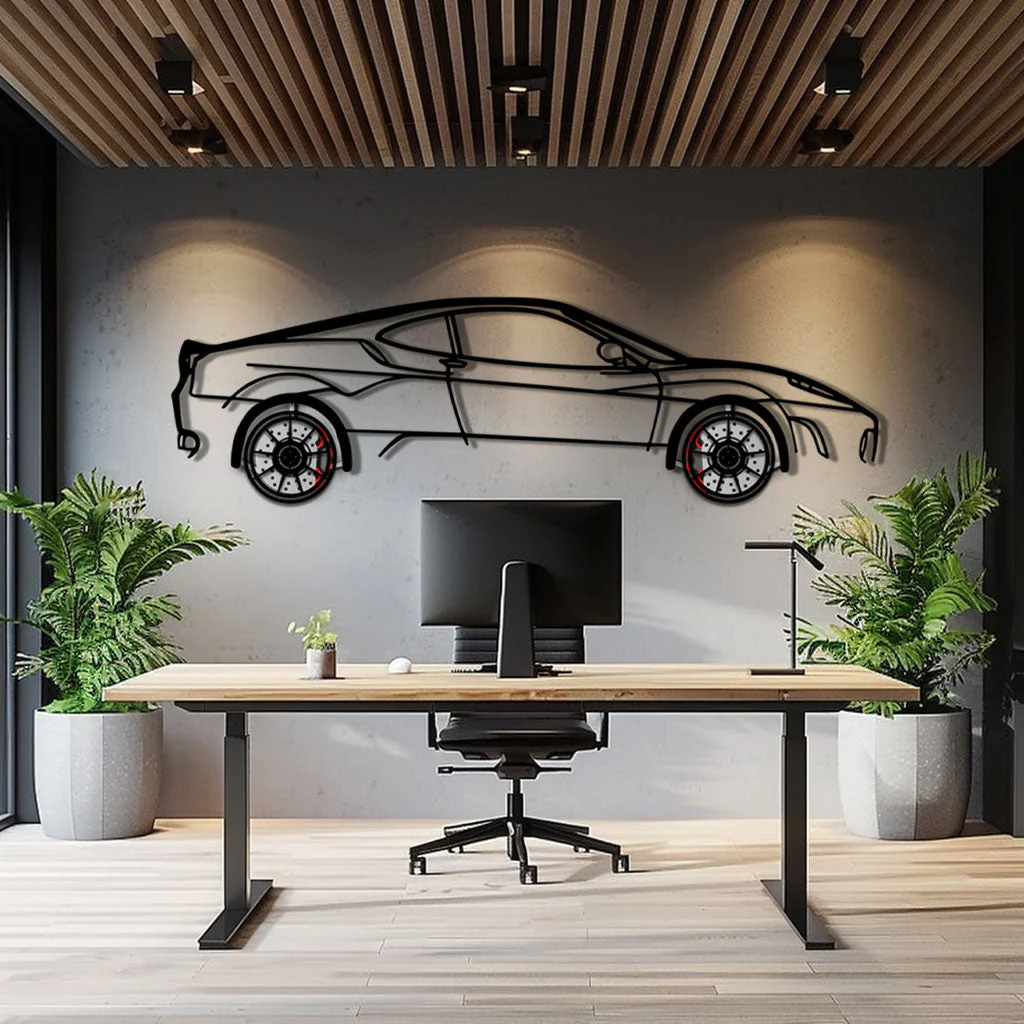 Ferrari F430 Metal Car Wall Art with Rotating Wheels - Italian V8 Supercar Silhouette - Interactive Automotive Wall Decor - KAFMEKA132 - Image 9