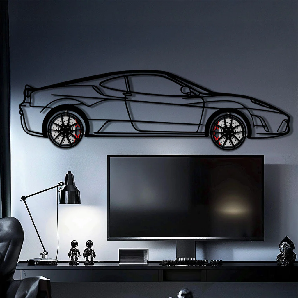 Ferrari F430 Scuderia Metal Car Wall Art with Rotating Wheels - Track-Focused V8 Silhouette - Interactive Automotive Wall Art - KAFMEKA133 - Image 10