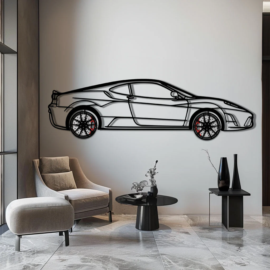 Ferrari F430 Scuderia Metal Car Wall Art with Rotating Wheels - Track-Focused V8 Silhouette - Interactive Automotive Wall Art - KAFMEKA133 - Image 4