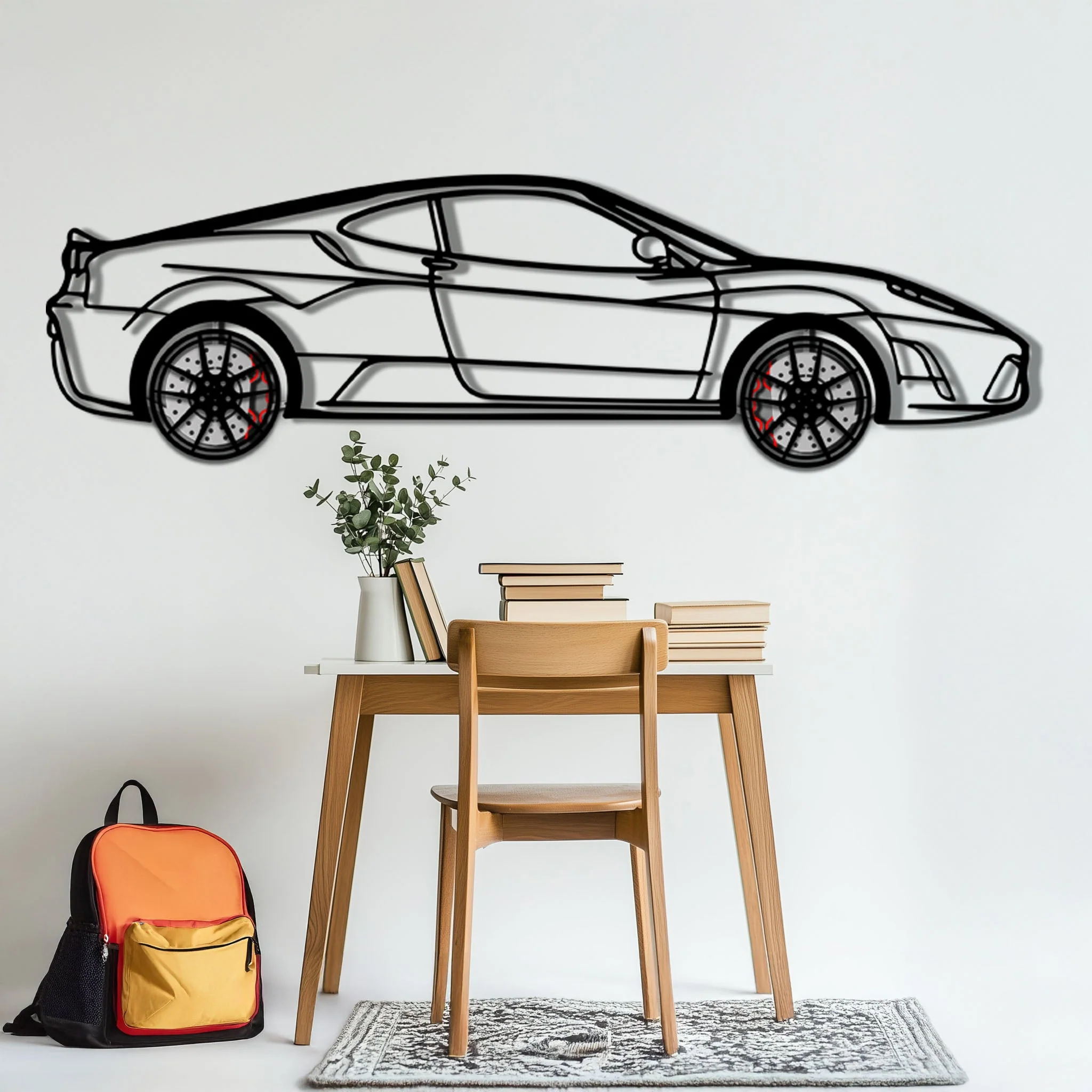 Ferrari F430 Scuderia Metal Car Wall Art with Rotating Wheels - Track-Focused V8 Silhouette - Interactive Automotive Wall Art - KAFMEKA133 - Image 5