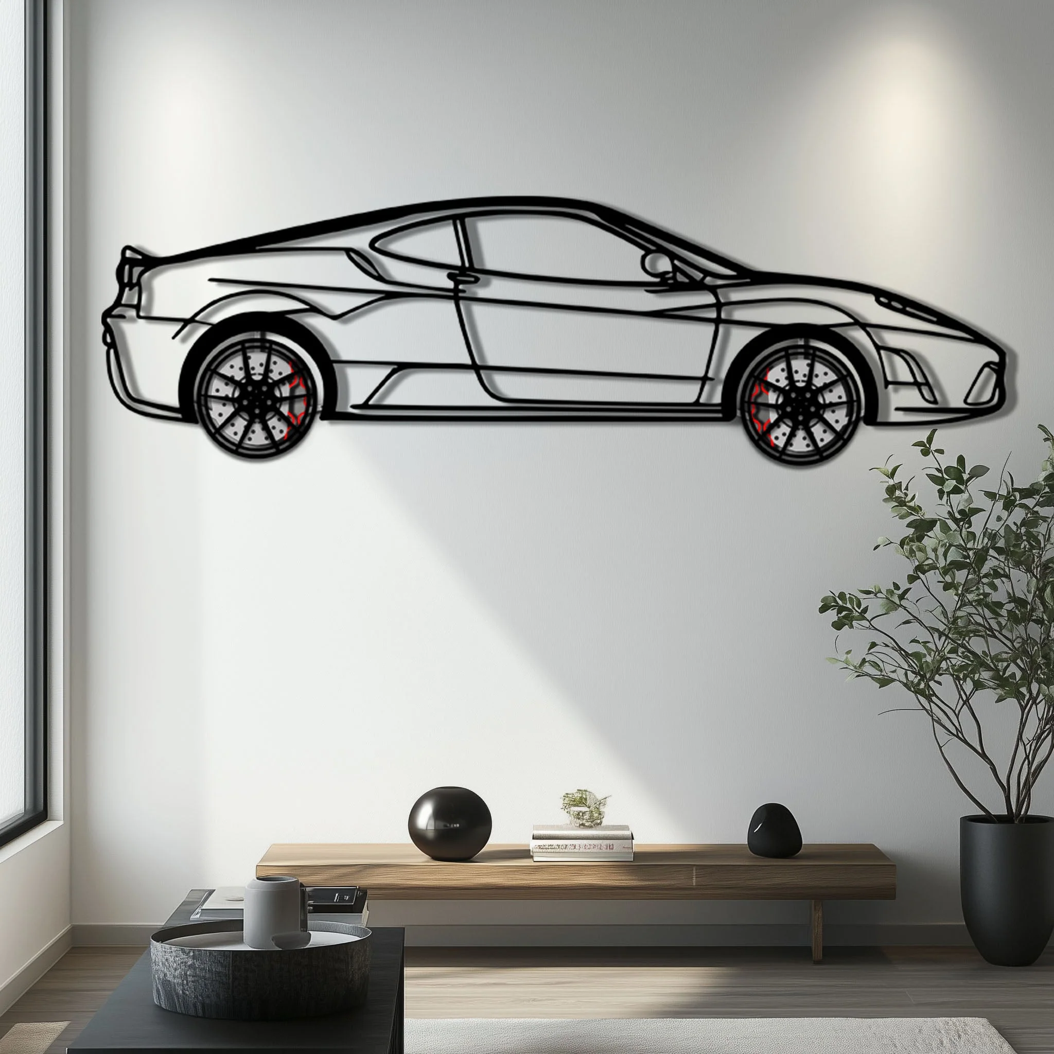 Ferrari F430 Scuderia Metal Car Wall Art with Rotating Wheels - Track-Focused V8 Silhouette - Interactive Automotive Wall Art - KAFMEKA133 - Image 6
