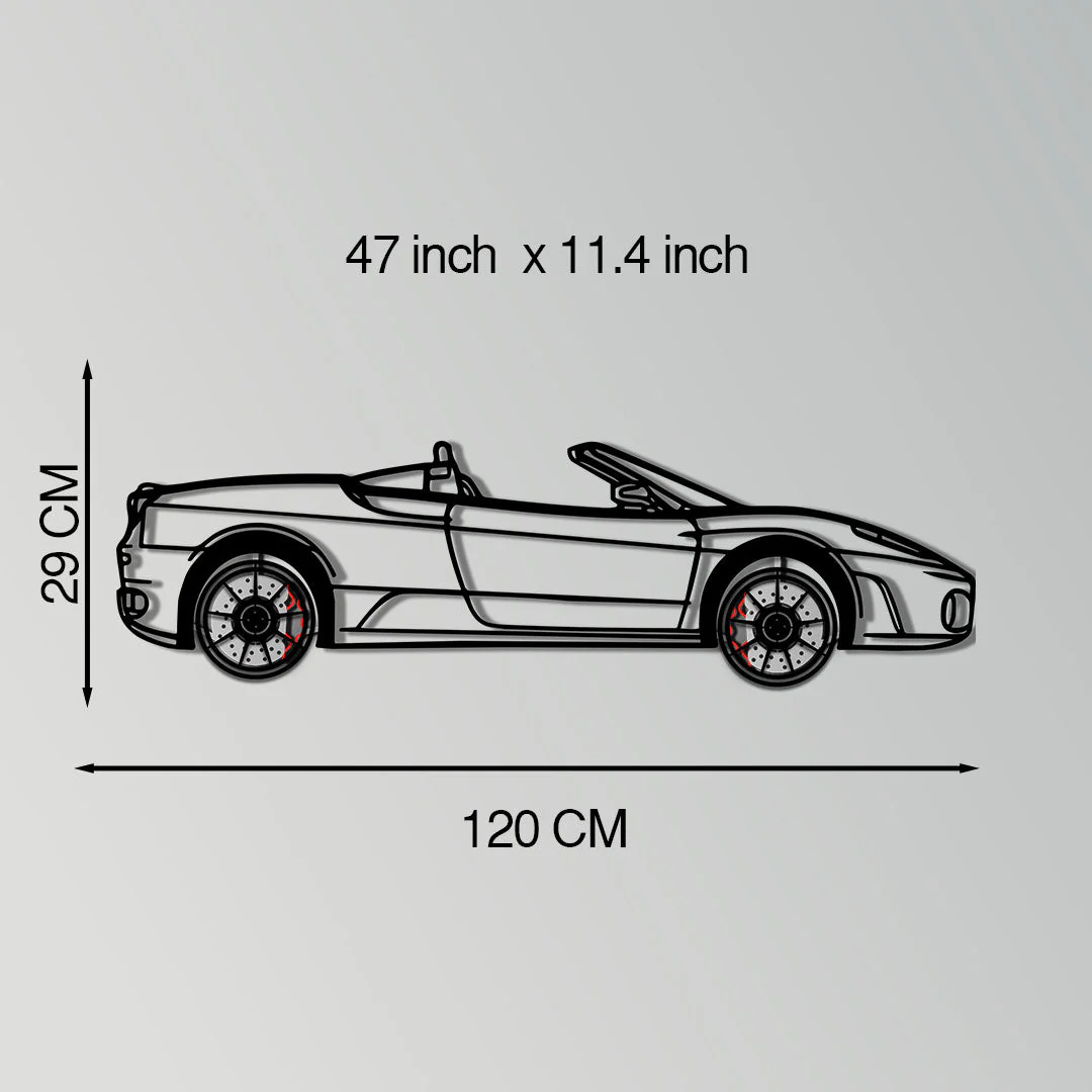Ferrari F430 Spider Metal Car Wall Art with Rotating Wheels - Italian Convertible Supercar Silhouette - Interactive Automotive Wall Decor - KAFMEKA134 - Image 11