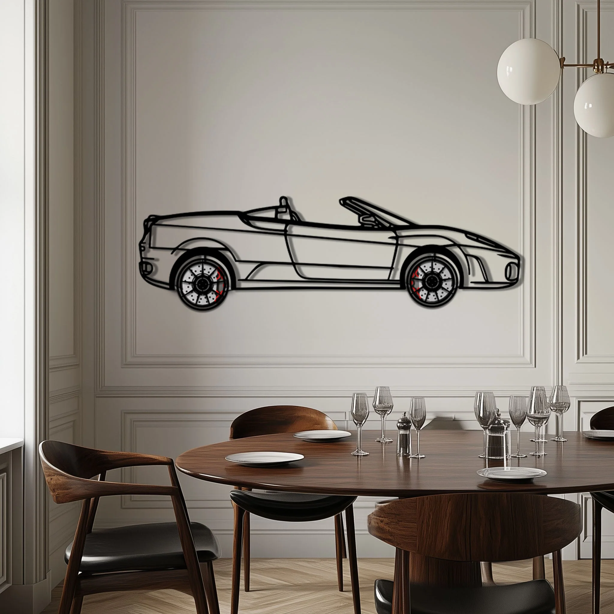 Ferrari F430 Spider Metal Car Wall Art with Rotating Wheels - Italian Convertible Supercar Silhouette - Interactive Automotive Wall Decor - KAFMEKA134 - Image 3