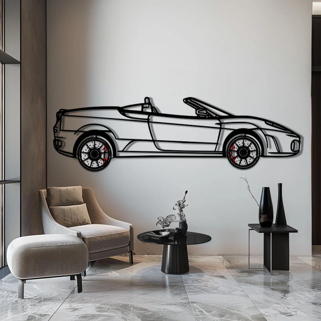 Ferrari F430 Spider Metal Car Wall Art with Rotating Wheels - Italian Convertible Supercar Silhouette - Interactive Automotive Wall Decor - KAFMEKA134 - Image 4