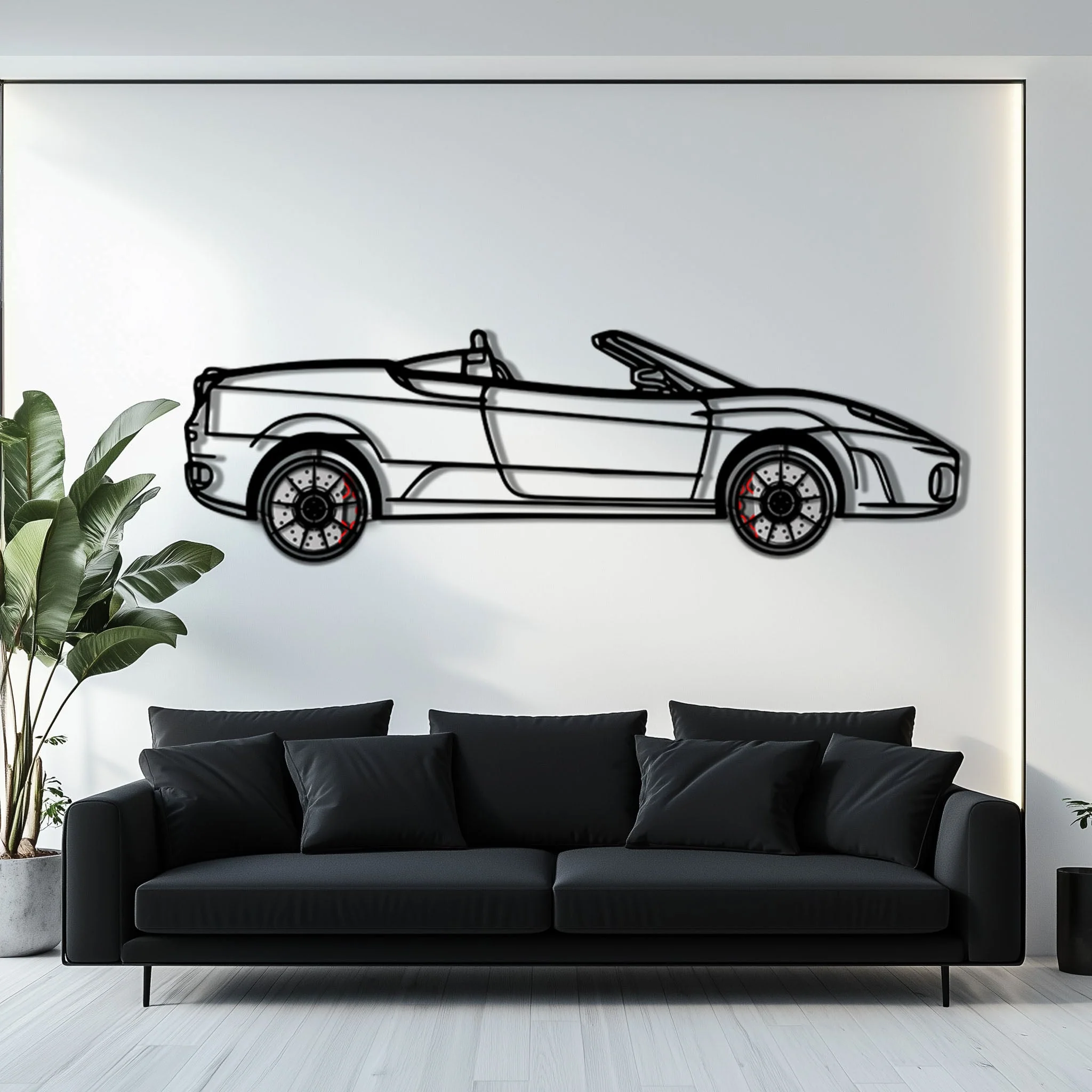 Ferrari F430 Spider Metal Car Wall Art with Rotating Wheels - Italian Convertible Supercar Silhouette - Interactive Automotive Wall Decor - KAFMEKA134 - Image 7