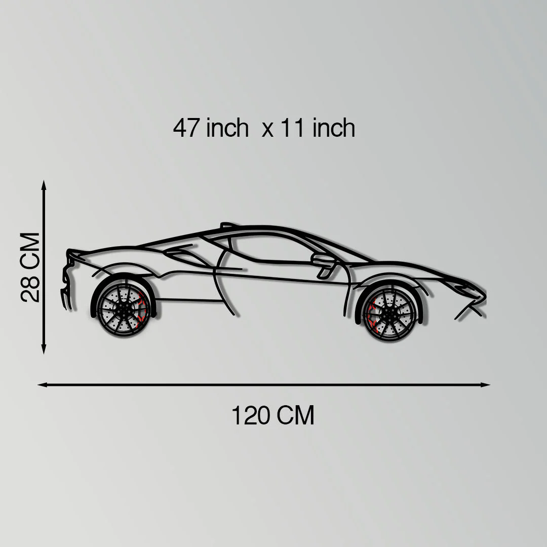 Ferrari SF90 Stradale Metal Car Wall Art with Rotating Wheels - Hybrid Hypercar Silhouette - Interactive Automotive Wall Decor - KAFMEKA135 - Image 11