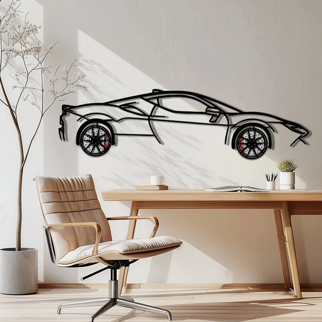 Ferrari SF90 Stradale Metal Car Wall Art with Rotating Wheels - Hybrid Hypercar Silhouette - Interactive Automotive Wall Decor - KAFMEKA135 - Image 2