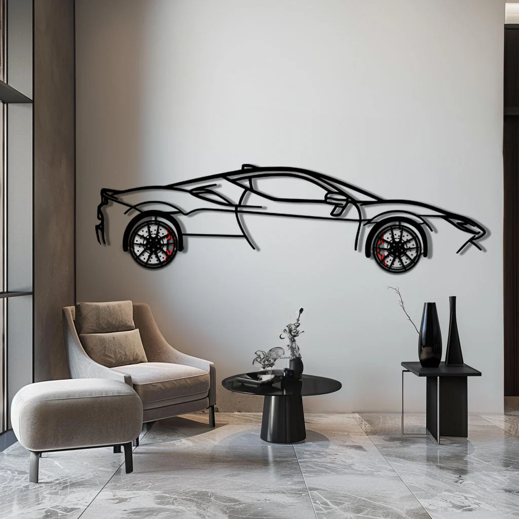 Ferrari SF90 Stradale Metal Car Wall Art with Rotating Wheels - Hybrid Hypercar Silhouette - Interactive Automotive Wall Decor - KAFMEKA135 - Image 4