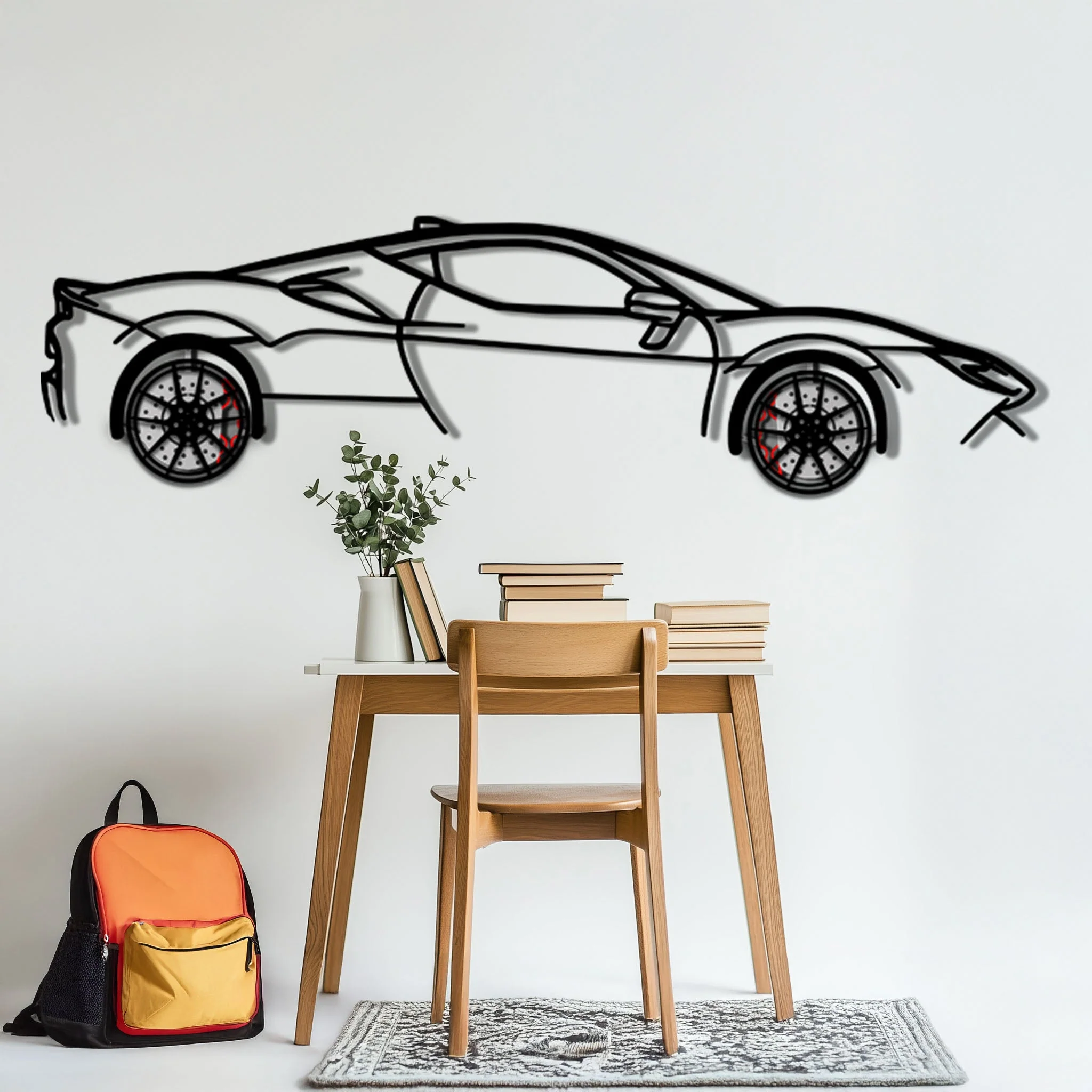 Ferrari SF90 Stradale Metal Car Wall Art with Rotating Wheels - Hybrid Hypercar Silhouette - Interactive Automotive Wall Decor - KAFMEKA135 - Image 5