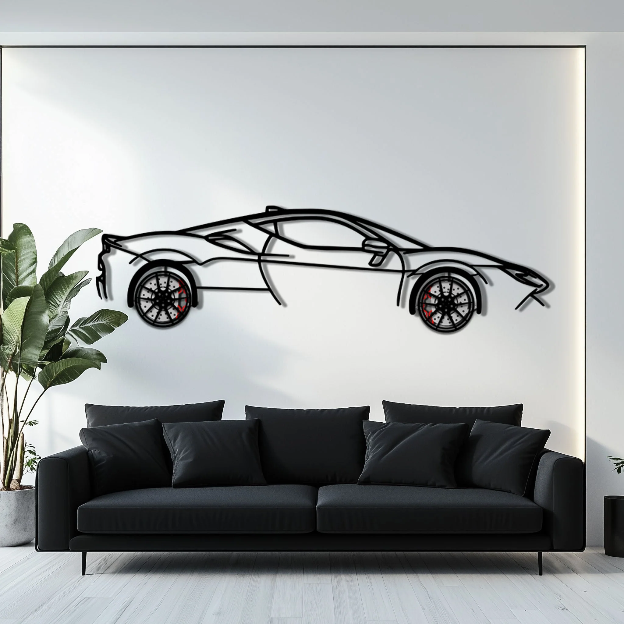 Ferrari SF90 Stradale Metal Car Wall Art with Rotating Wheels - Hybrid Hypercar Silhouette - Interactive Automotive Wall Decor - KAFMEKA135 - Image 7