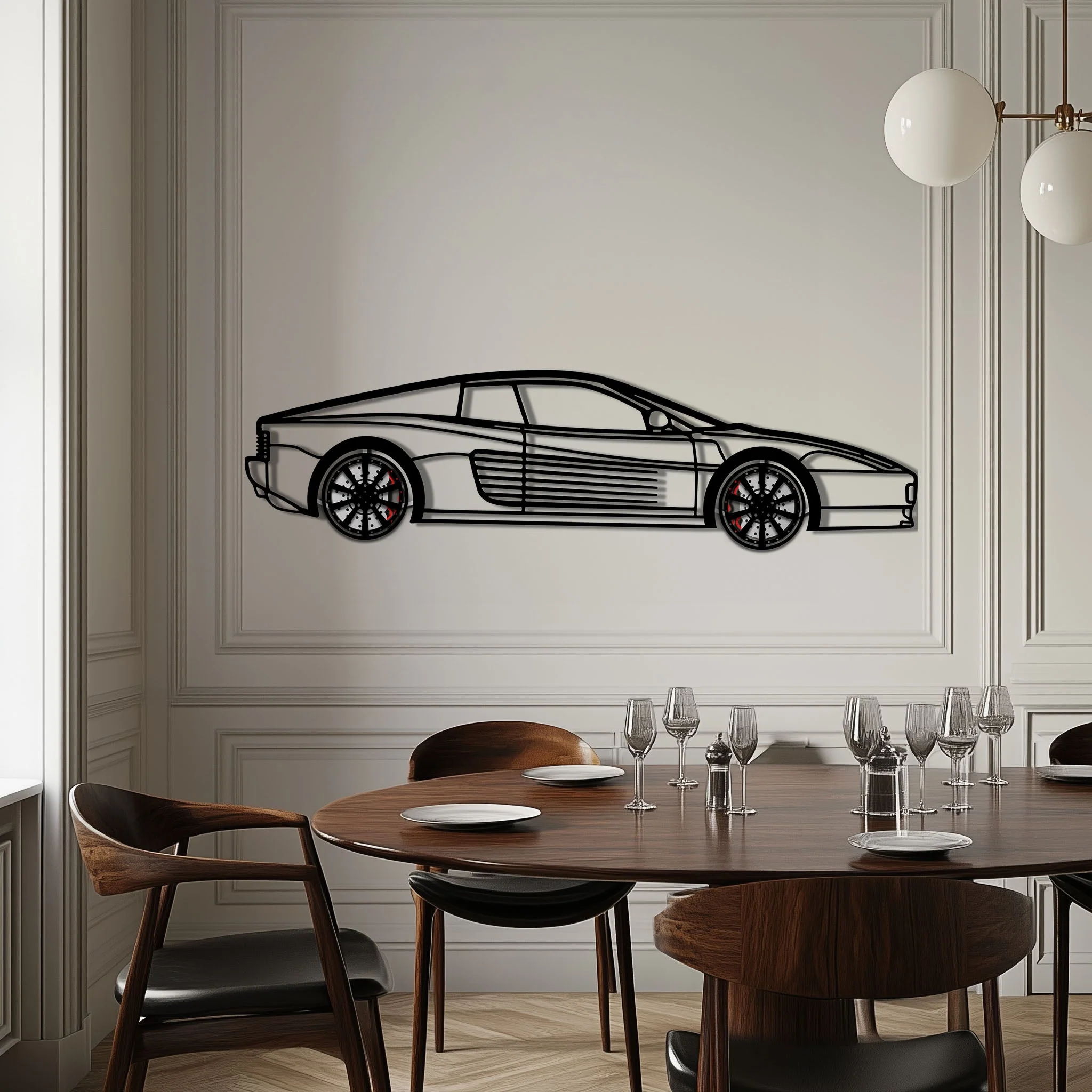 Ferrari Testarossa Metal Car Wall Art with Rotating Wheels - Iconic 80s Supercar Silhouette - Interactive Retro Automotive Decor - KAFMEKA136 - Image 3
