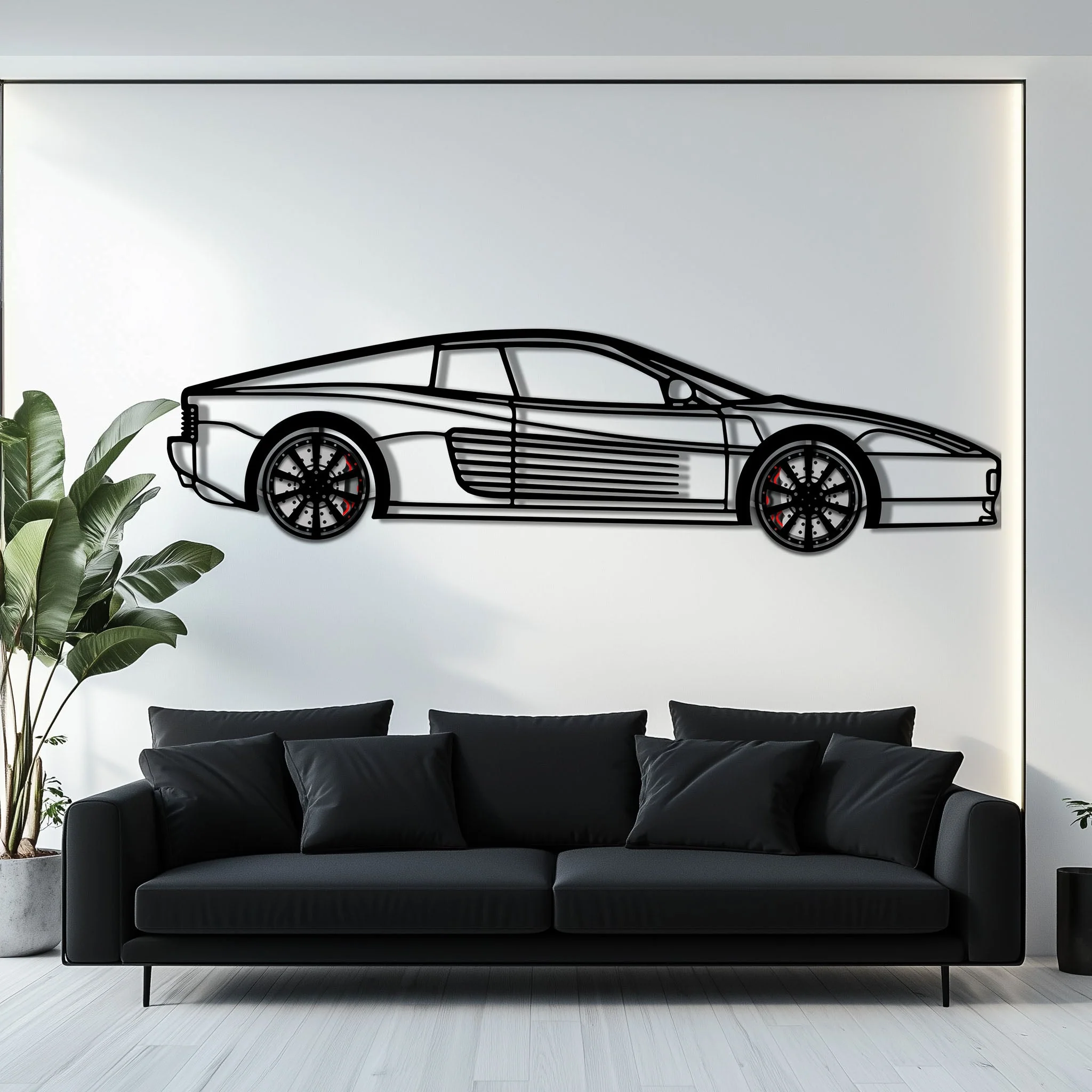 Ferrari Testarossa Metal Car Wall Art with Rotating Wheels - Iconic 80s Supercar Silhouette - Interactive Retro Automotive Decor - KAFMEKA136 - Image 7