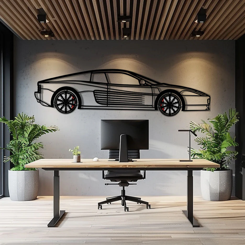 Ferrari Testarossa Metal Car Wall Art with Rotating Wheels - Iconic 80s Supercar Silhouette - Interactive Retro Automotive Decor - KAFMEKA136 - Image 9