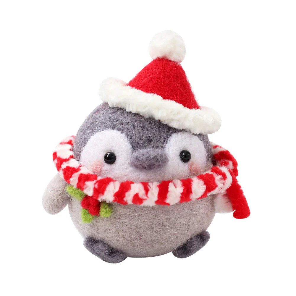 Festive Penguin Needle Felting Kit. Wizardi DIY Wool Craft Kit F07N8-W112 - Image 2