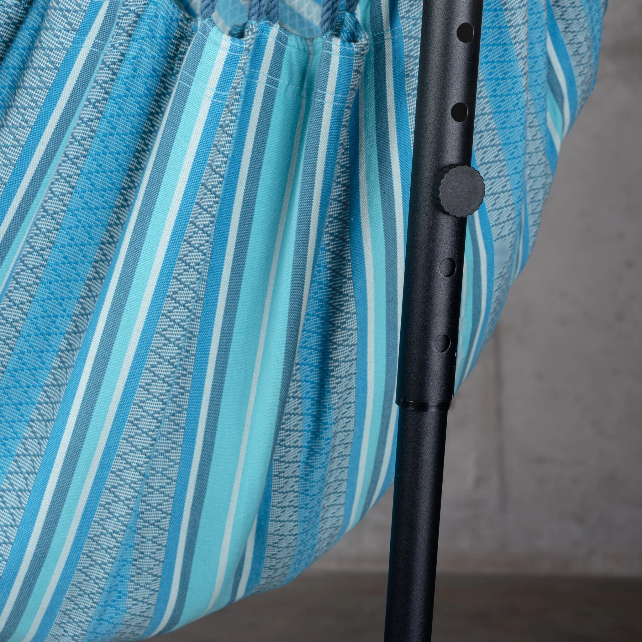 Fiji Organic Azure – Organic Cotton Comfort Size Hammock Chair with Galvanized Steel Stand - Image 3