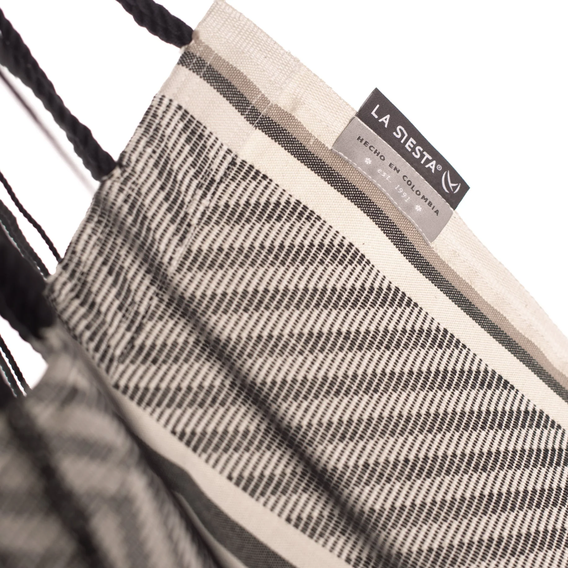 Fiji Organic Zebra – Organic Cotton Comfort Size Hammock Chair with Galvanized Steel Stand - Image 4