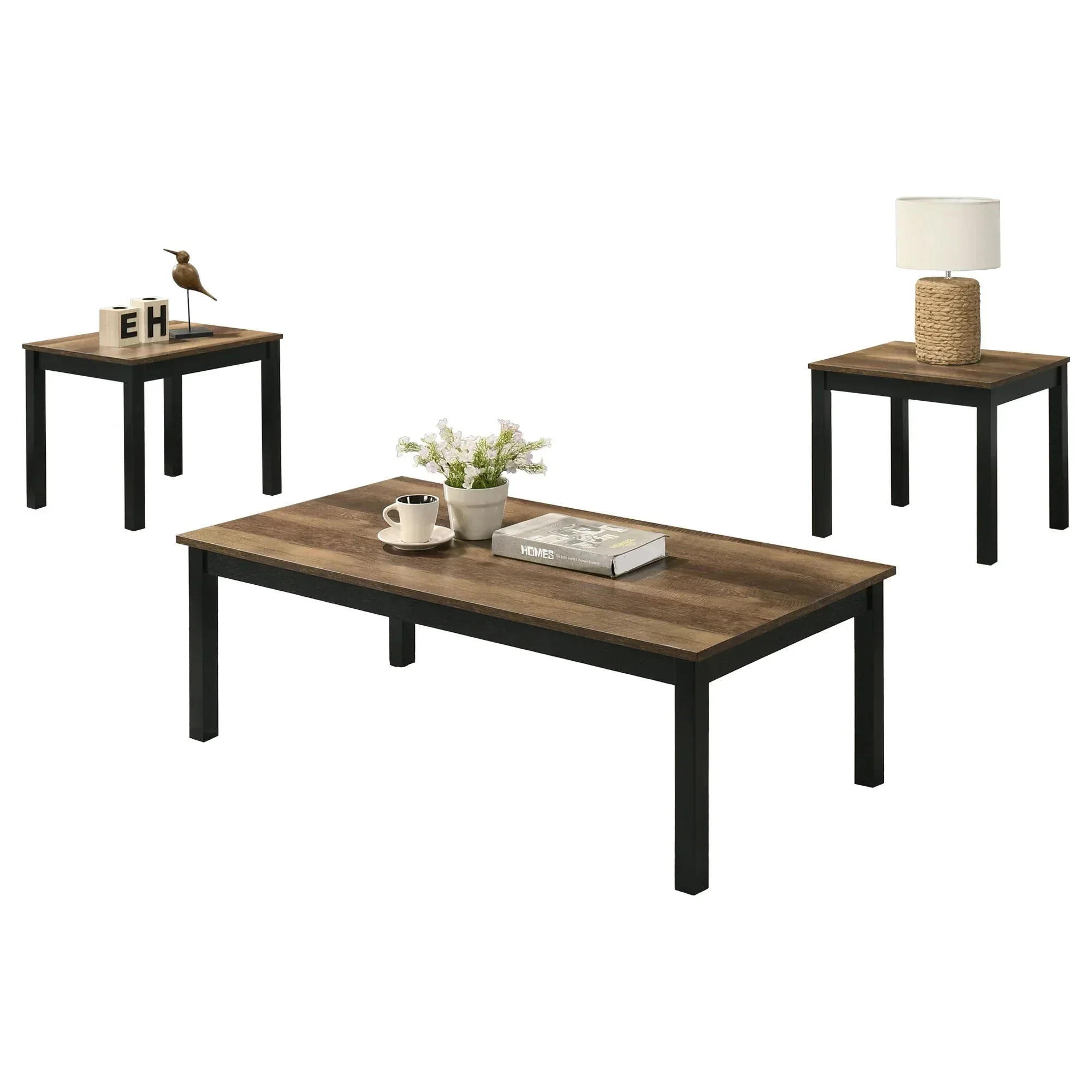 Findlay 3-Piece 47.5 in. Rectangle Faux Marble Top Coffee Table Set with Solid Wood Legs - Image 14