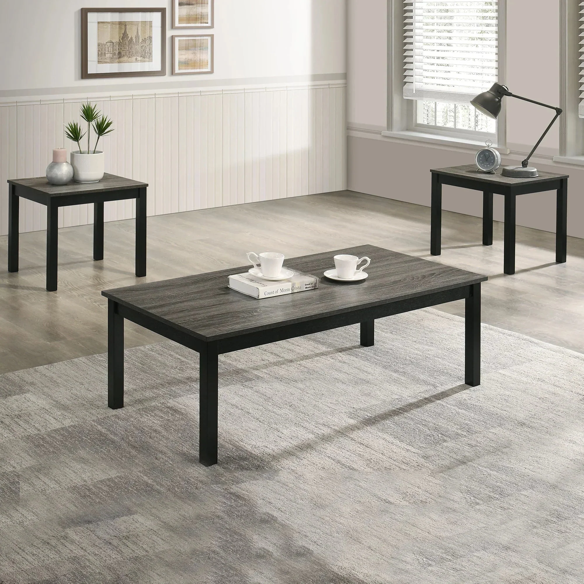 Findlay 3-Piece 47.5 in. Rectangle Faux Marble Top Coffee Table Set with Solid Wood Legs - Image 17