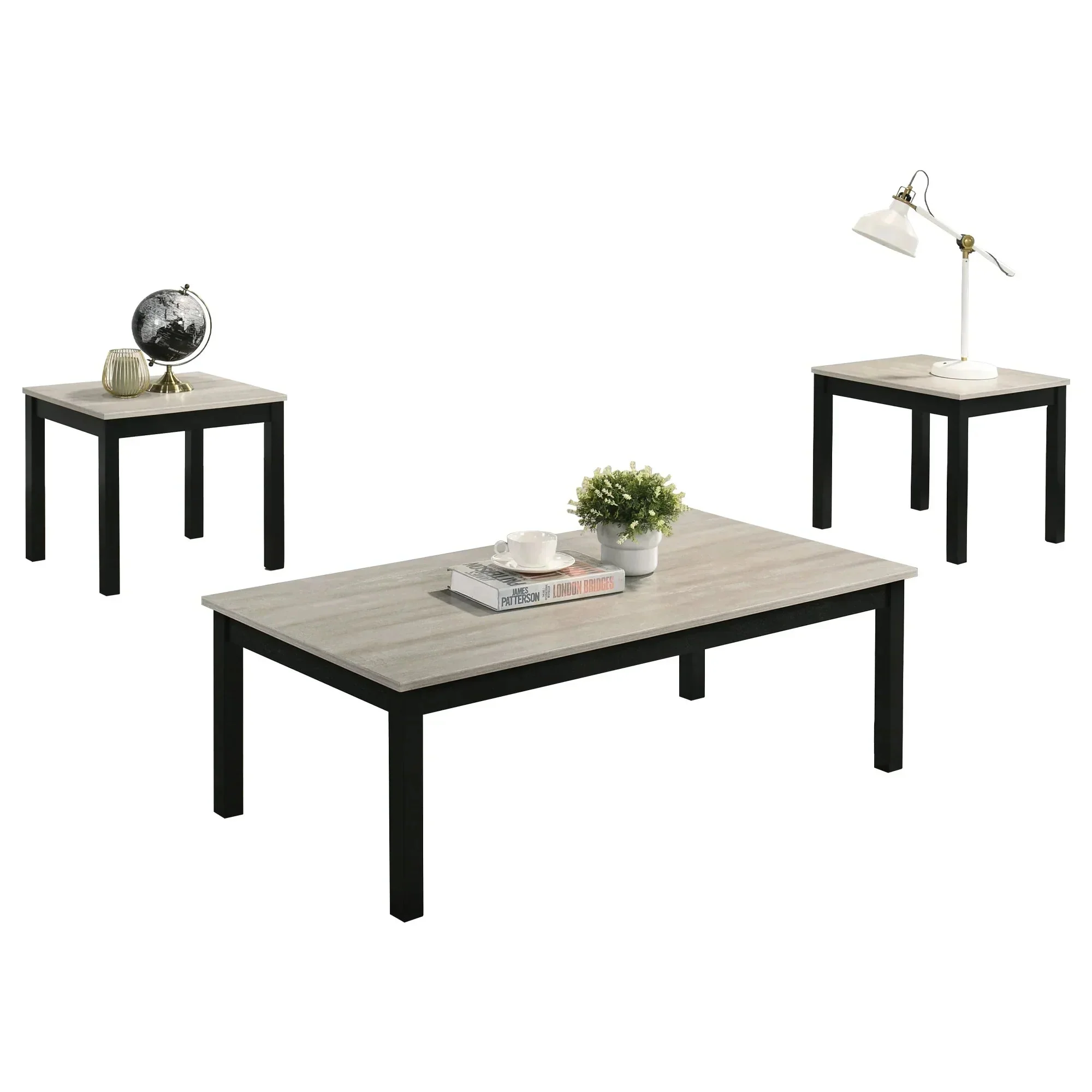 Findlay 3-Piece 47.5 in. Rectangle Faux Marble Top Coffee Table Set with Solid Wood Legs - Image 22