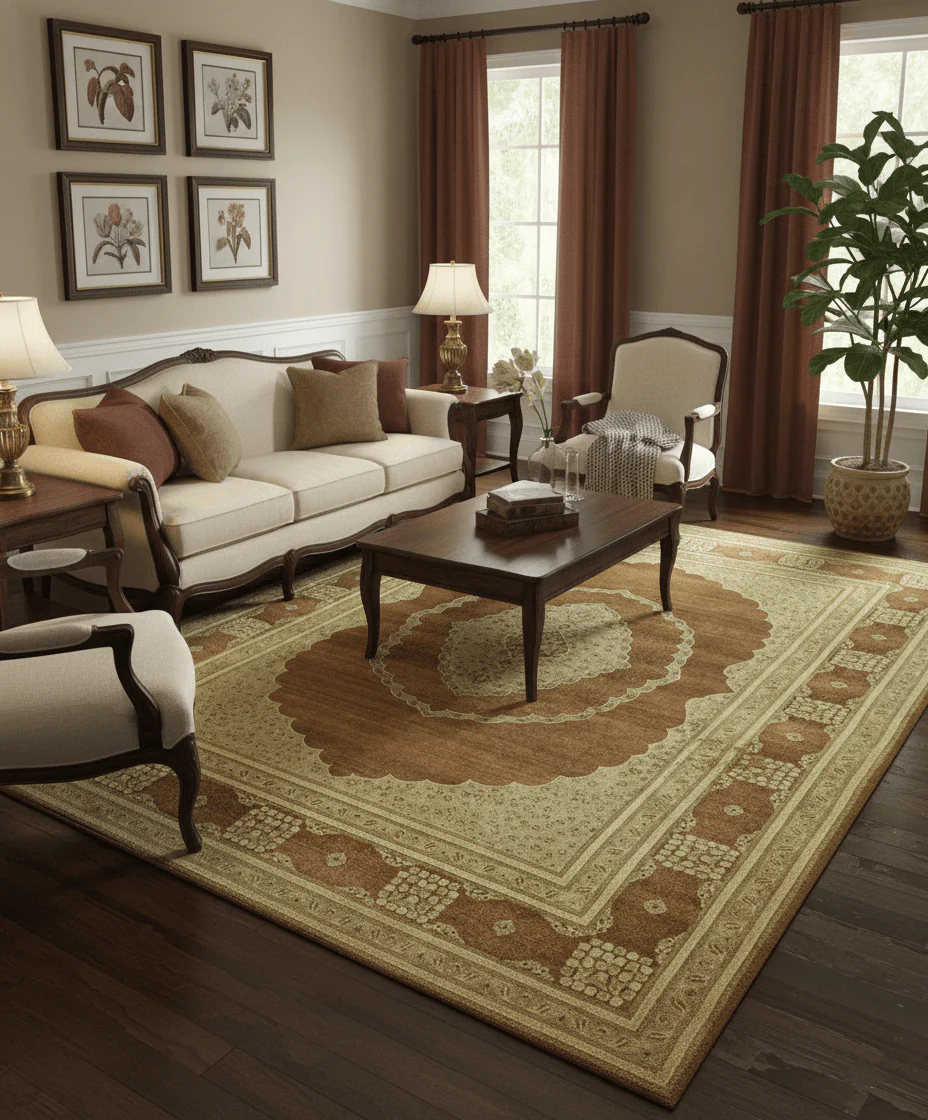 Fine Antique Knotted Traditional Tabriz Brown And Beige Wool Area Rug - Image 2