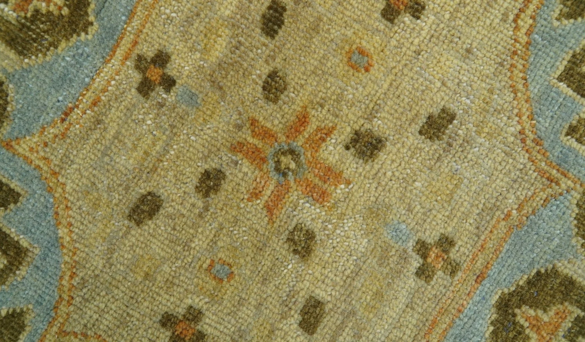 Fine Blue And Beige Traditional Mamluk Design Hand Knotted 8x10 Wool Area Rug - Image 6