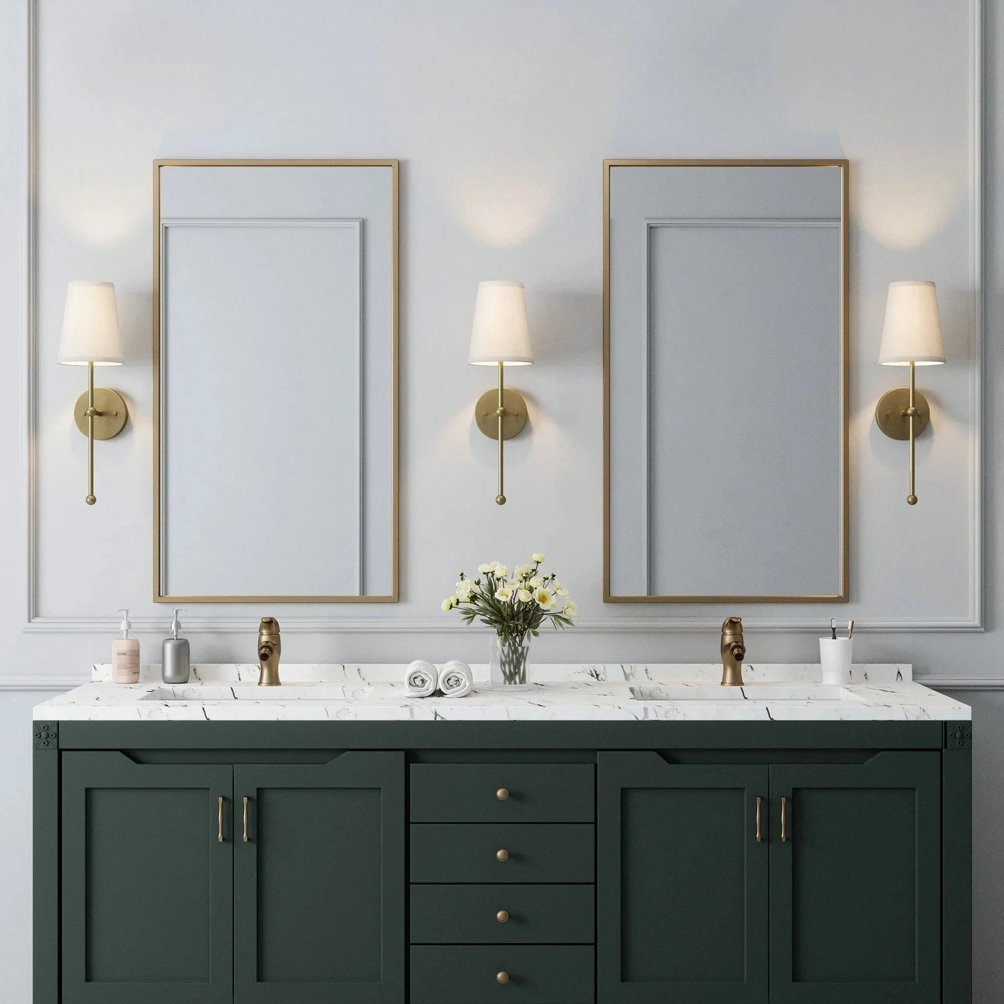 Finley 1-Light Satin Gold Dimmable Bathroom Wall Sconce - Image 2