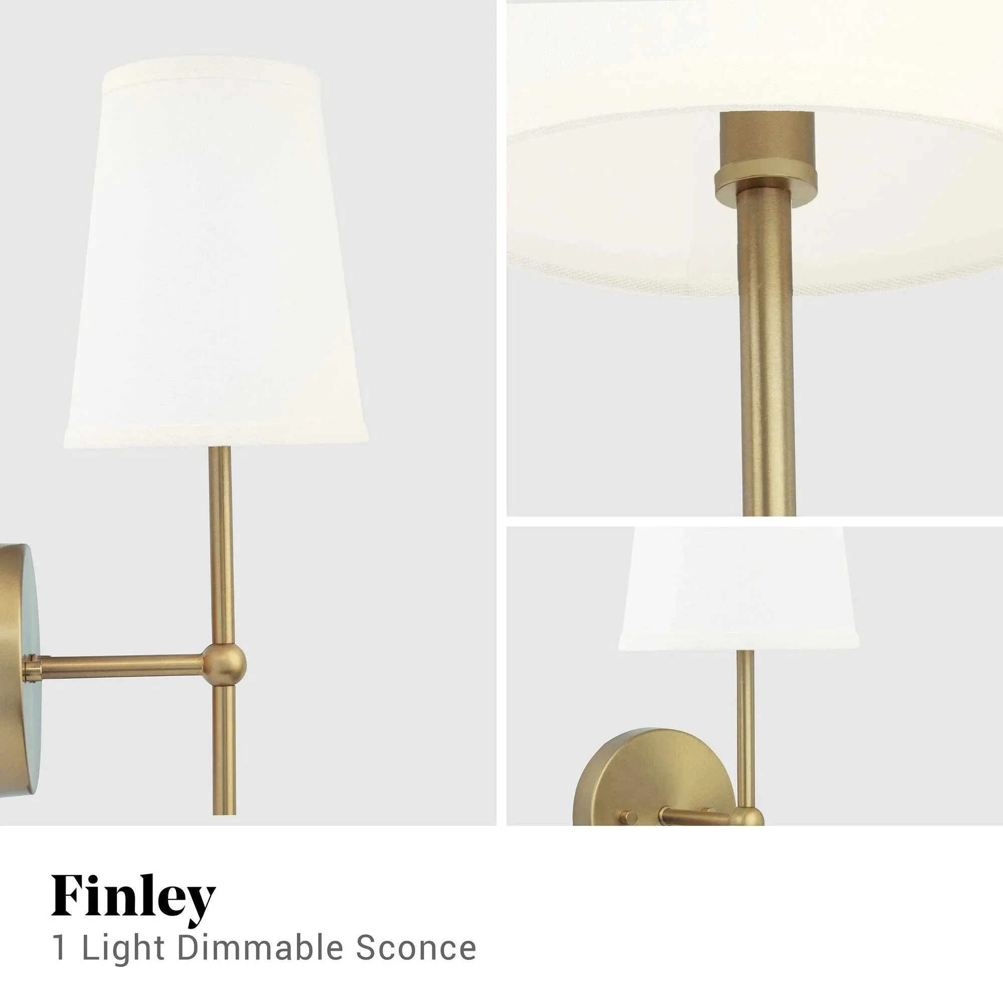 Finley 1-Light Satin Gold Dimmable Bathroom Wall Sconce - Image 3